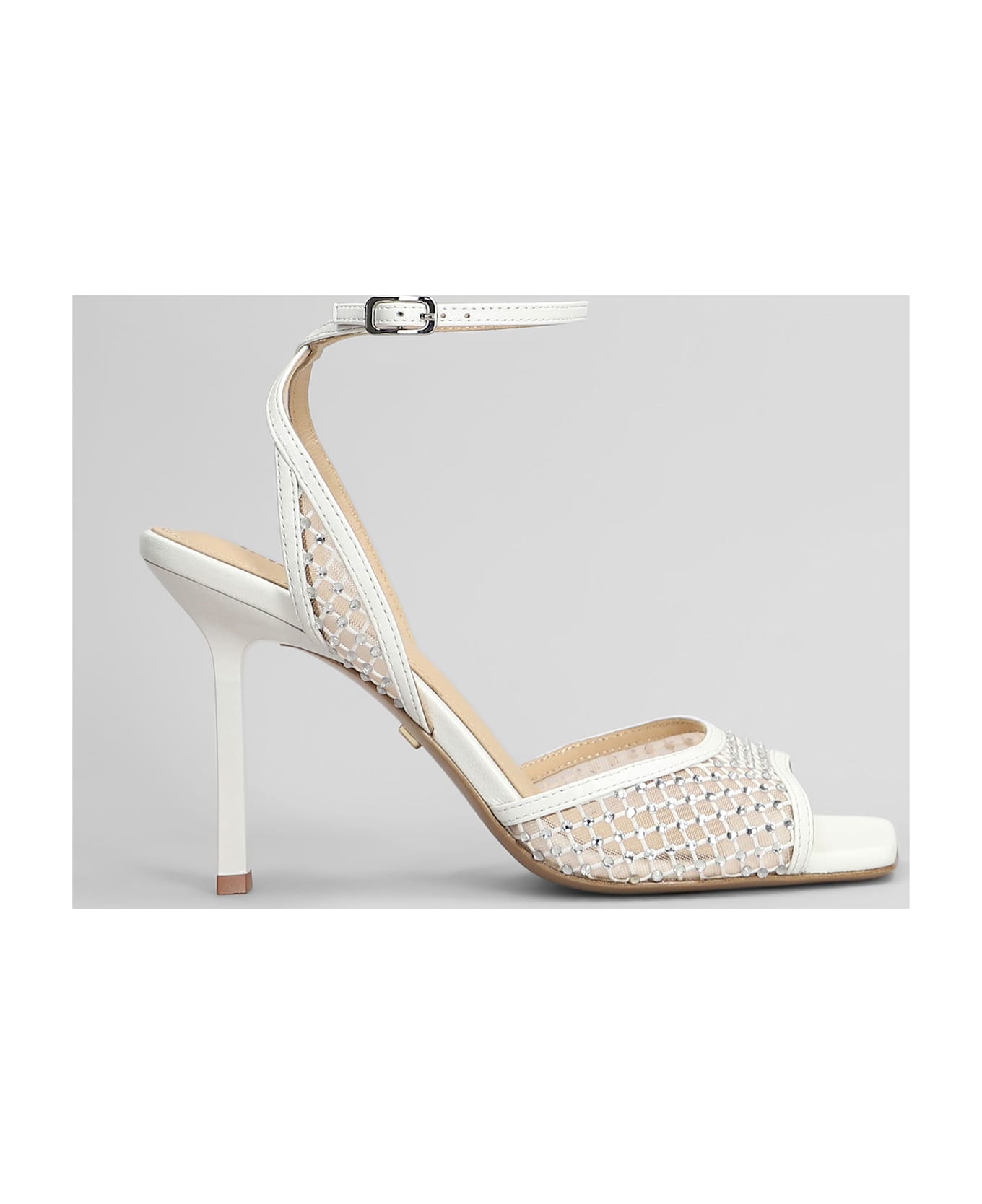 Lola Cruz Carmen 95 Sandals In White Leather And Fabric - white
