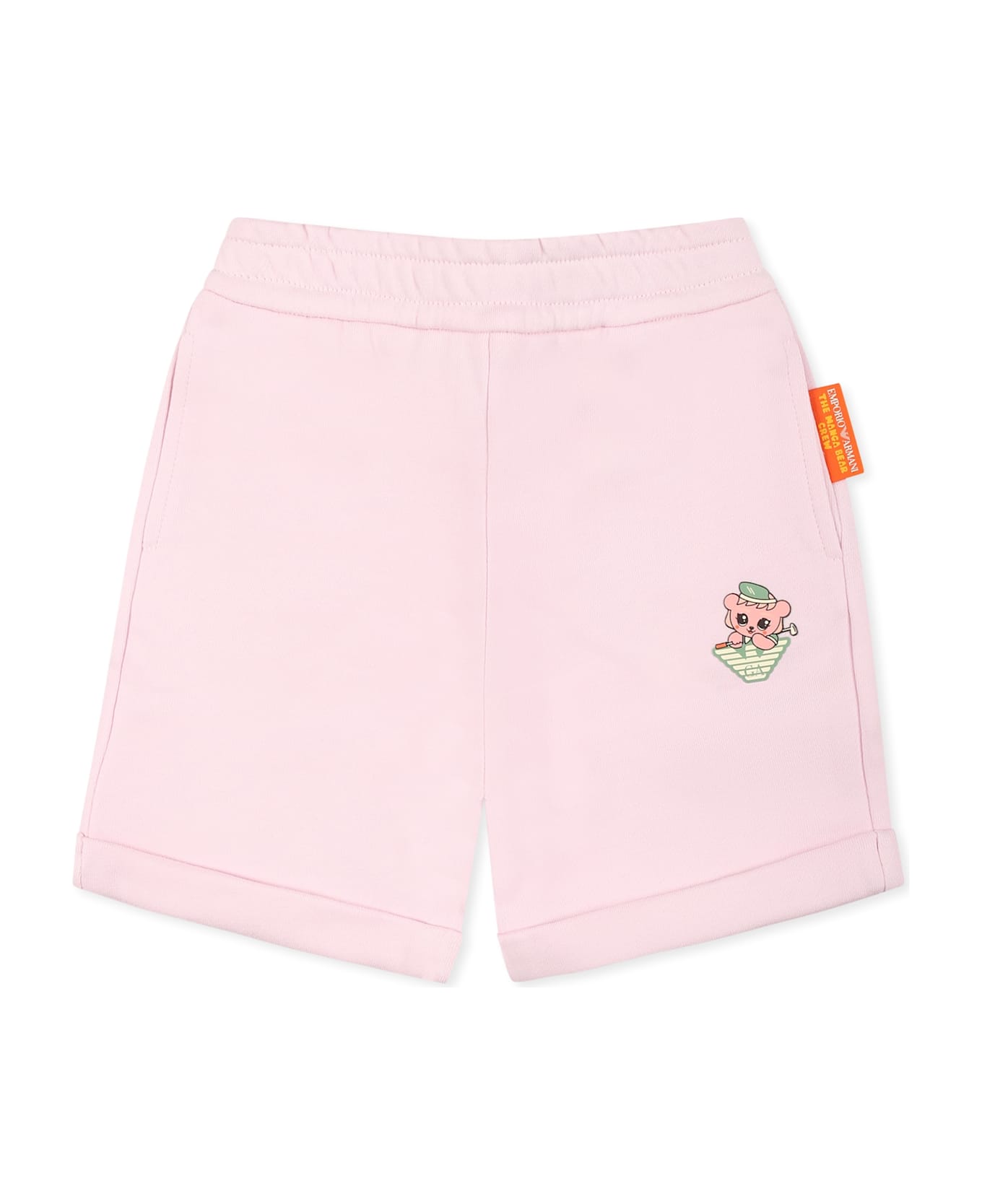 Emporio Armani Pink Shorts For Girl With Manga Bear - Pink