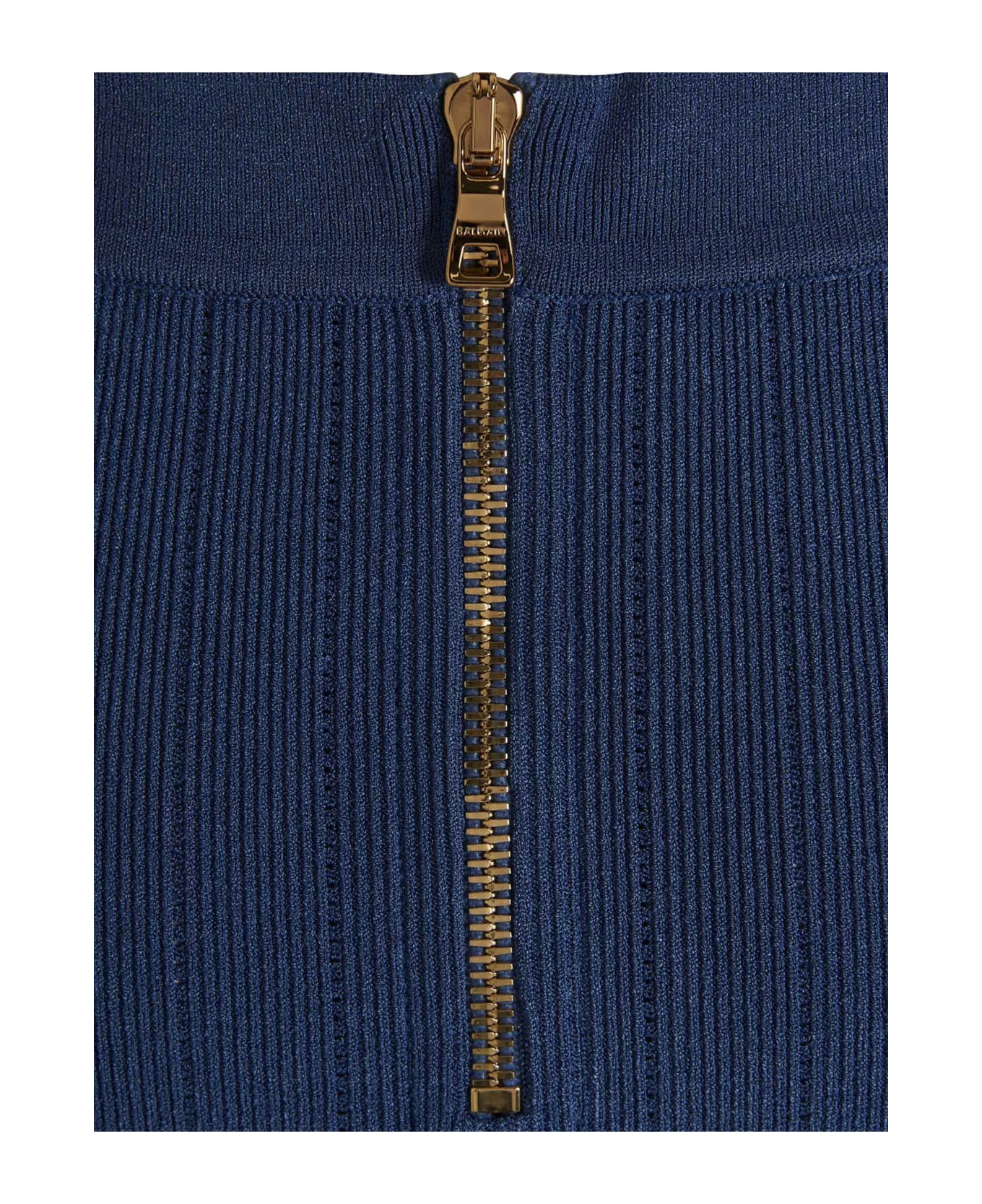 Balmain Logo Button Knit Skirt - Blue