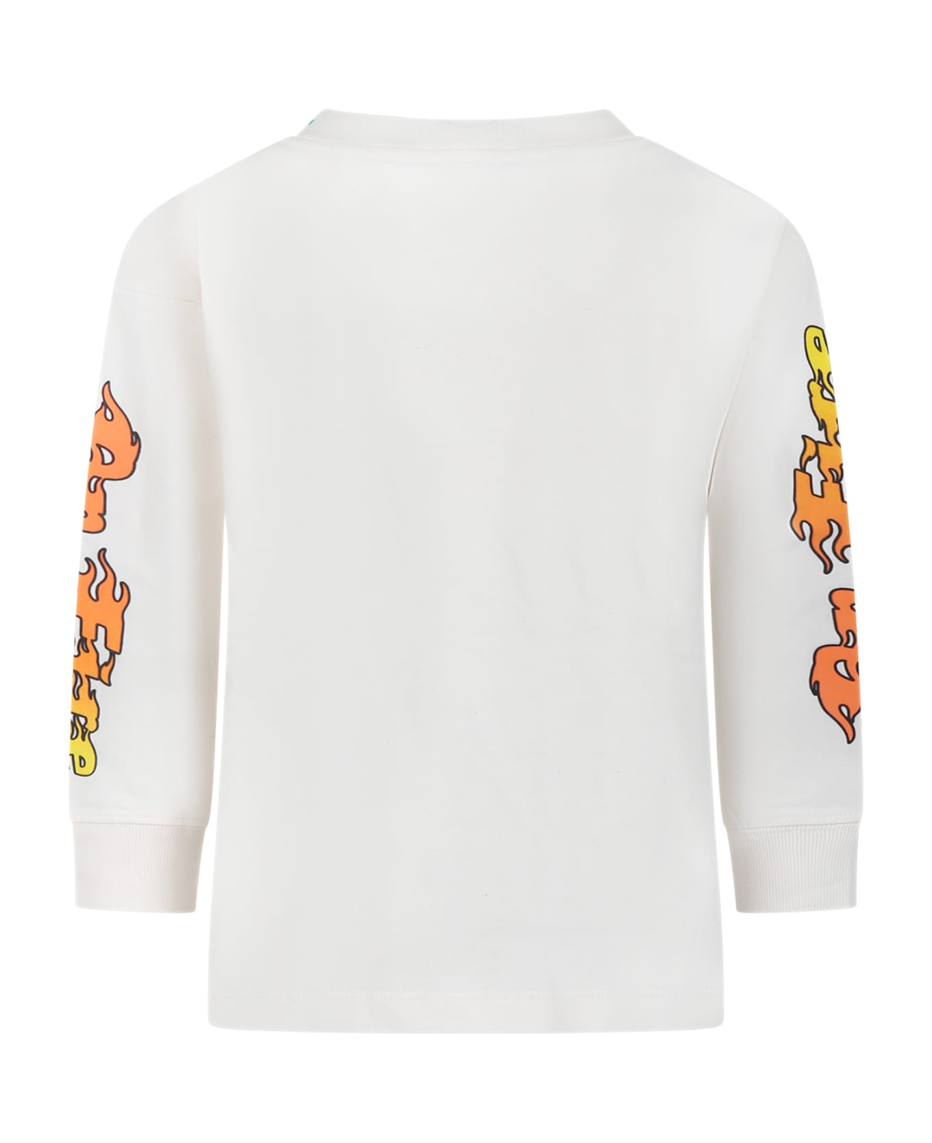 Molo Ivory T-shirt For Boy With Flames - White Tシャツ＆ポロシャツ