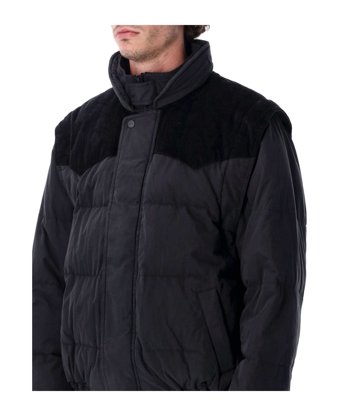 Isabel Marant Marant Dawson Short Puffer Jacket In Cotton And Velvet - BLACK