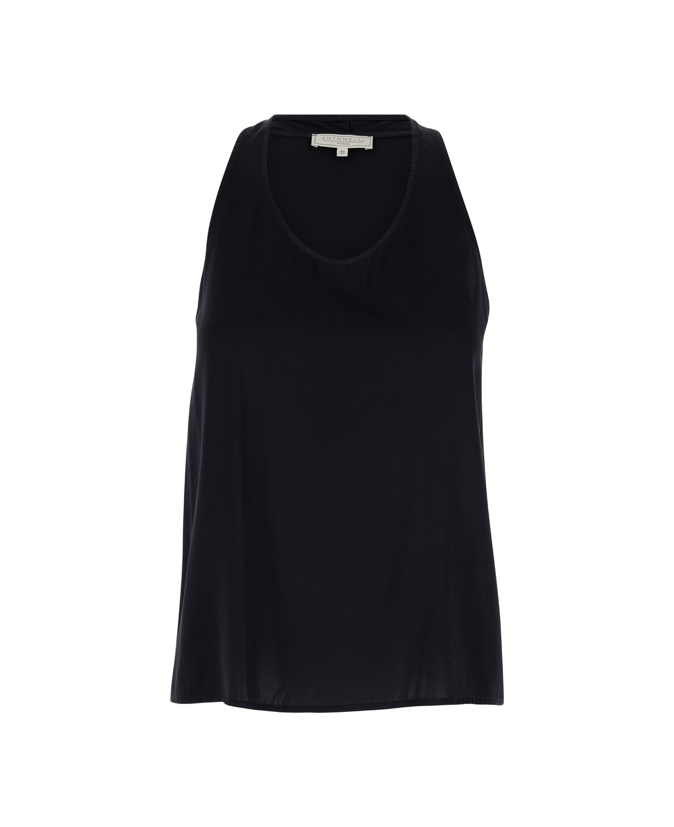 Antonelli Black Sleeveless And Flared Top In Silk Blend Woman - Black