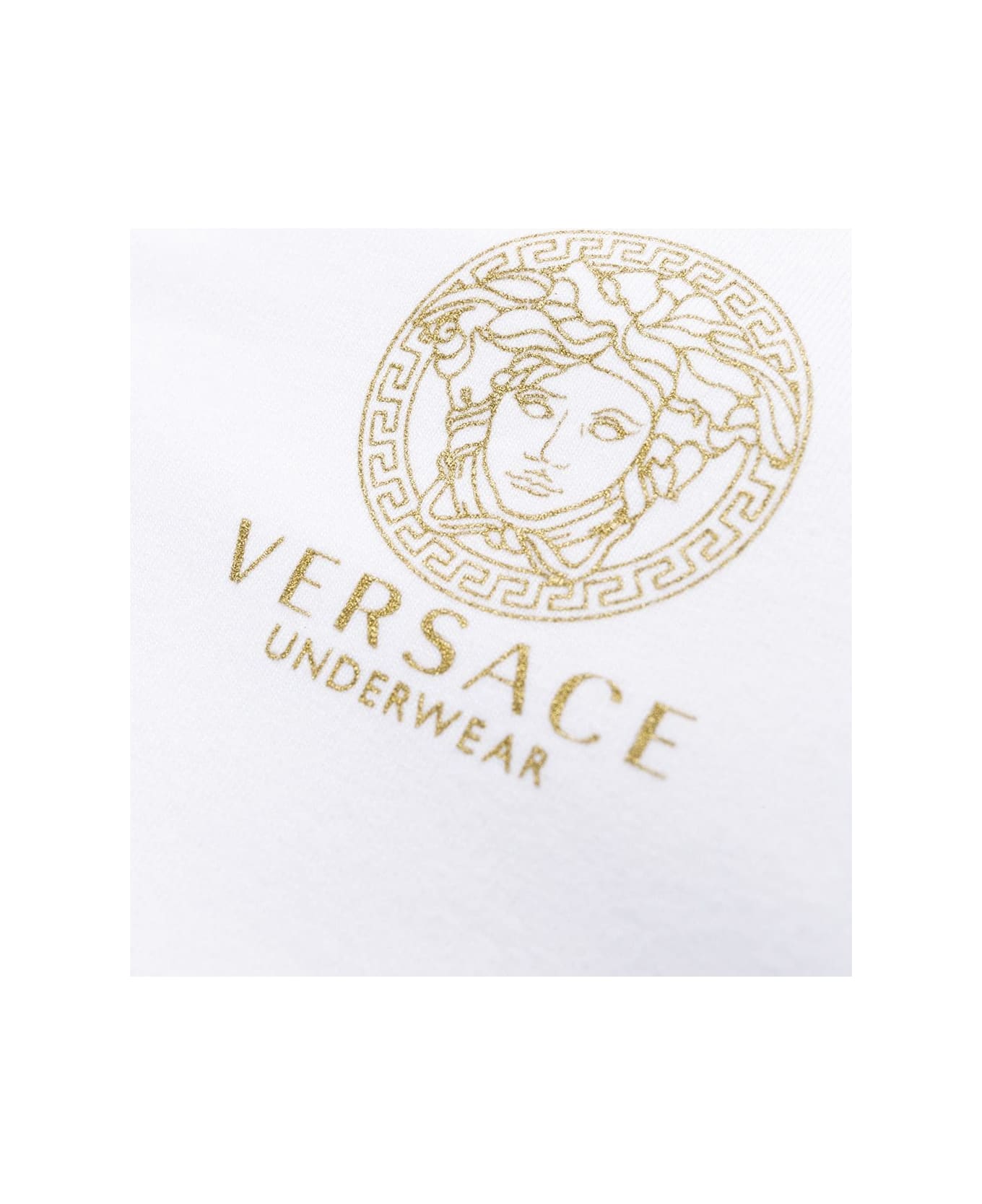Versace White T-shirt In Stretch Jersey With Medusa Logo Crest Versce Man - White
