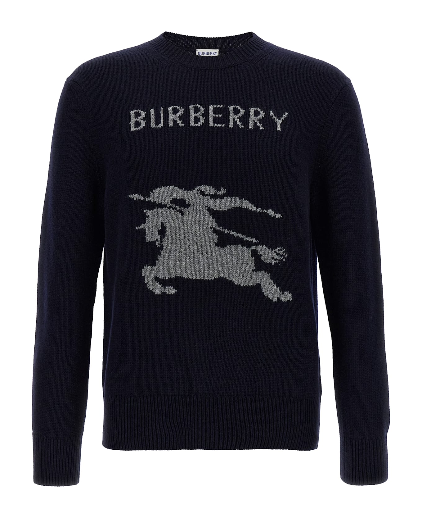 Burberry Logo Intarsia Sweater - Blue