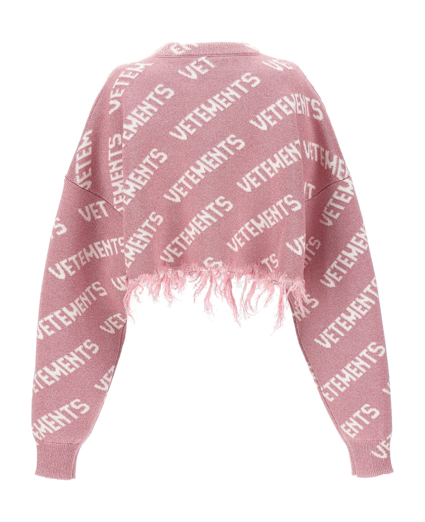 VETEMENTS 'iconic Lurex Monogram' Crop Sweater - Pink ニットウェア