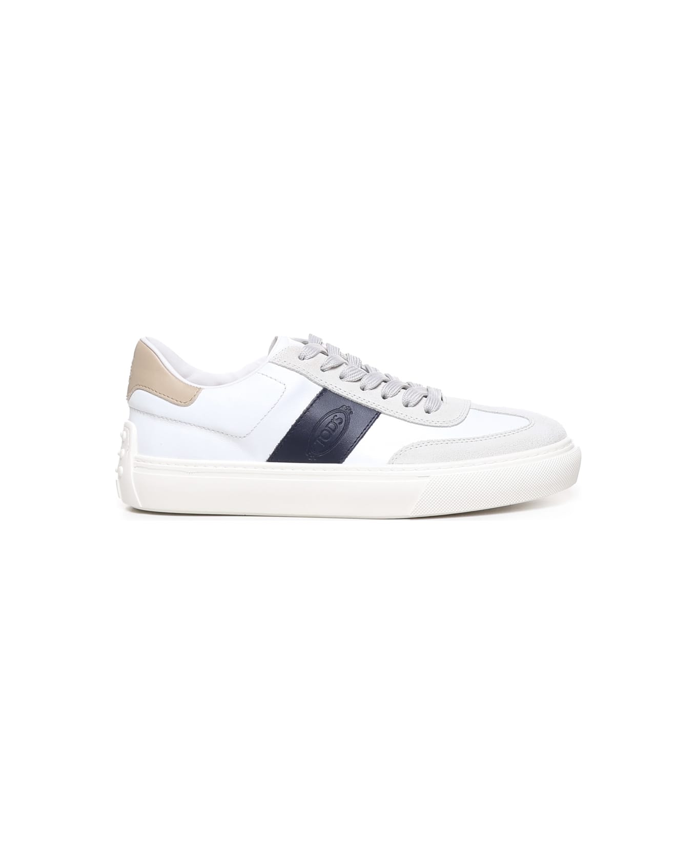 Tod's Sneakers In Smooth And Suede Leather - White