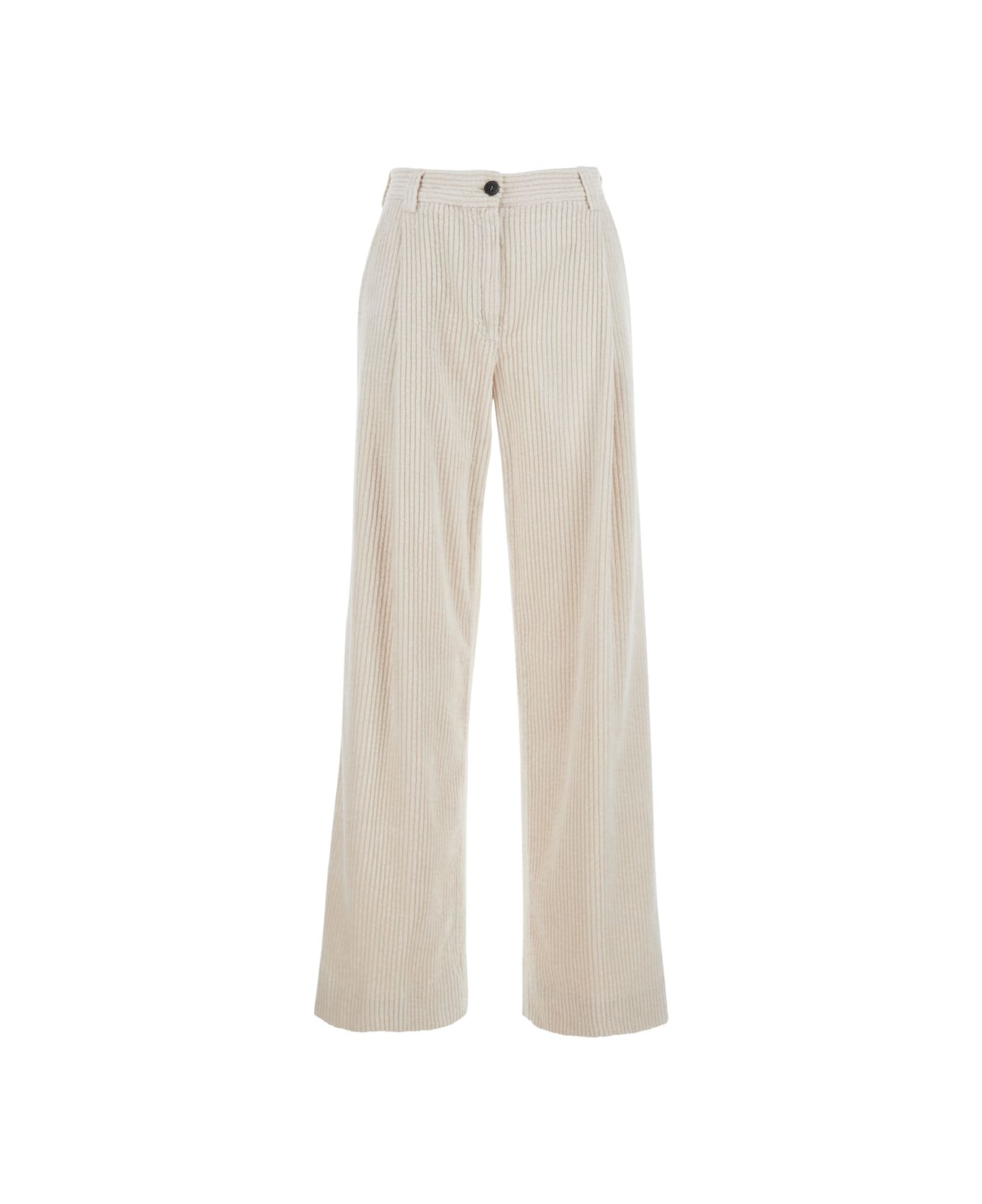 Antonelli 'rimini' Beige Palazzo Pants In Corduroy Woman - Beige