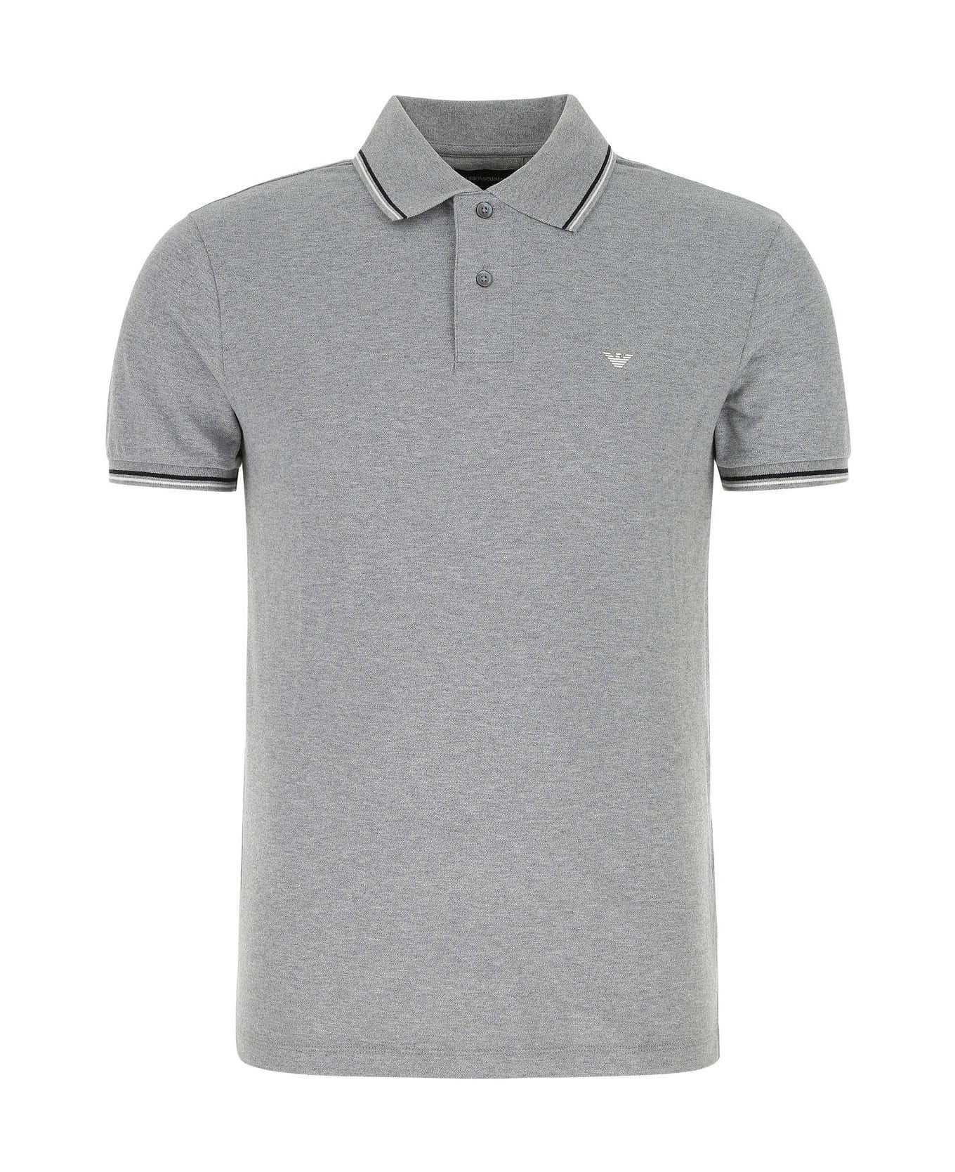 Emporio Armani Grey Stretch Cotton Polo Shirt - GREY