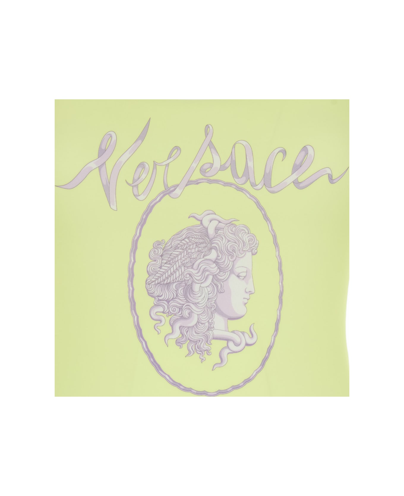 Versace Yellow One-piece Swimsuit With Medusa Print And Logo Lettering On The Front In Tech Fabric Woman - Yellow