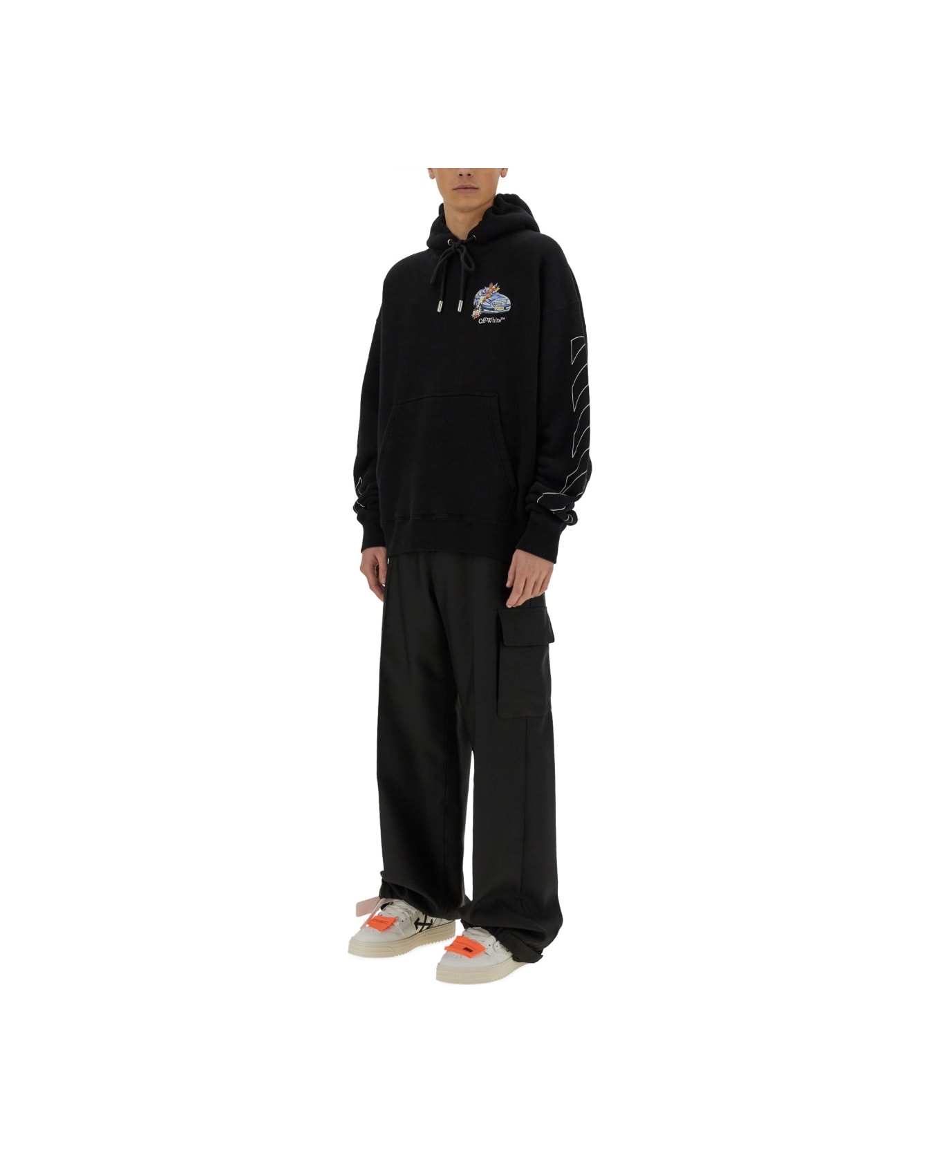 Off-White Hoodie - BLACK WHITE