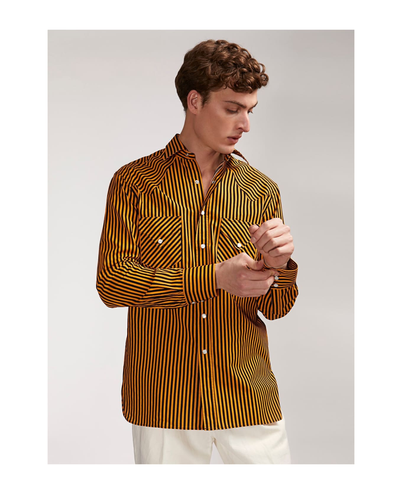 doppiaa Aariosto Vertical Striped Western Shirt