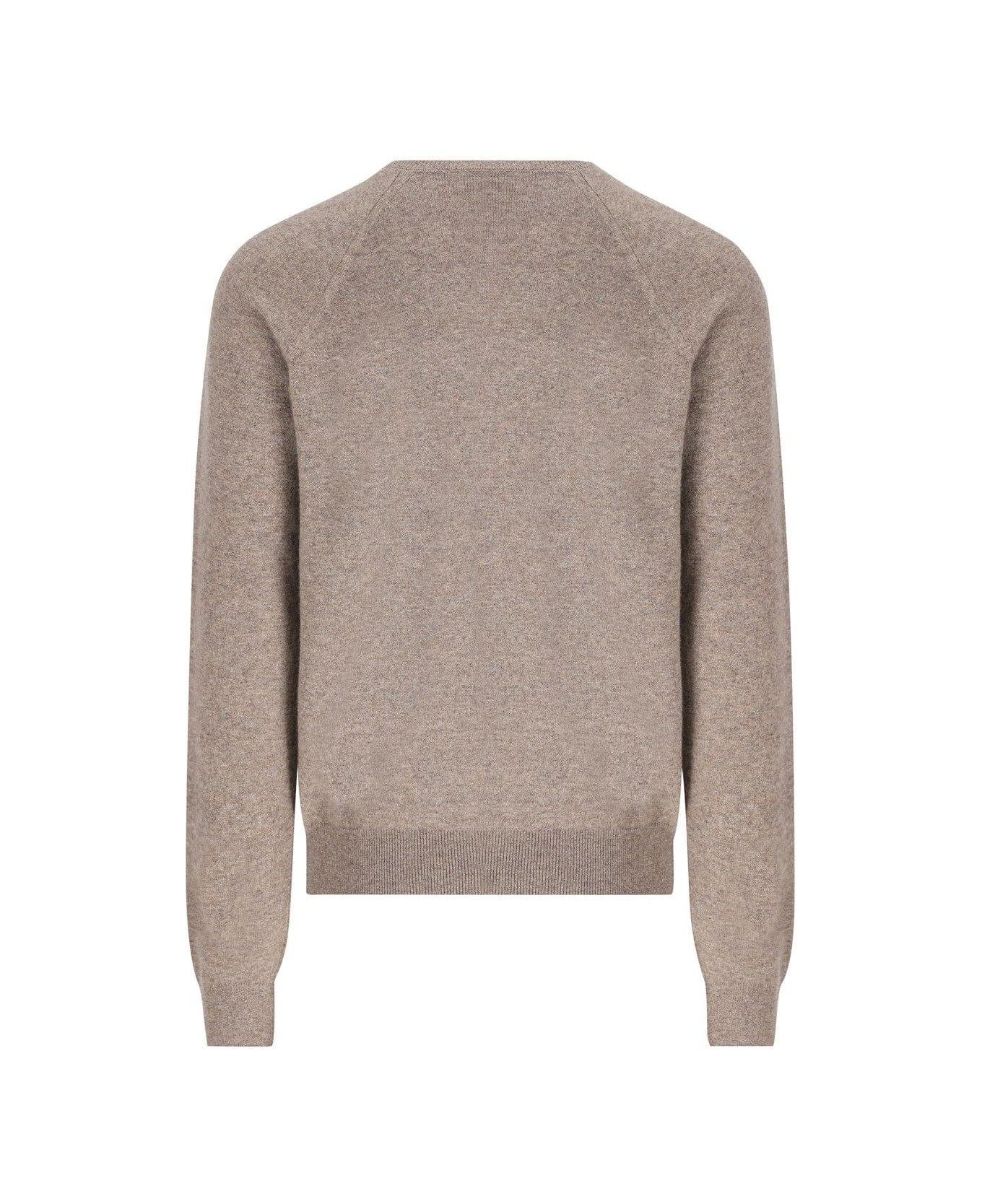 Saint Laurent Cassandre Crewneck Jumper - Taupe