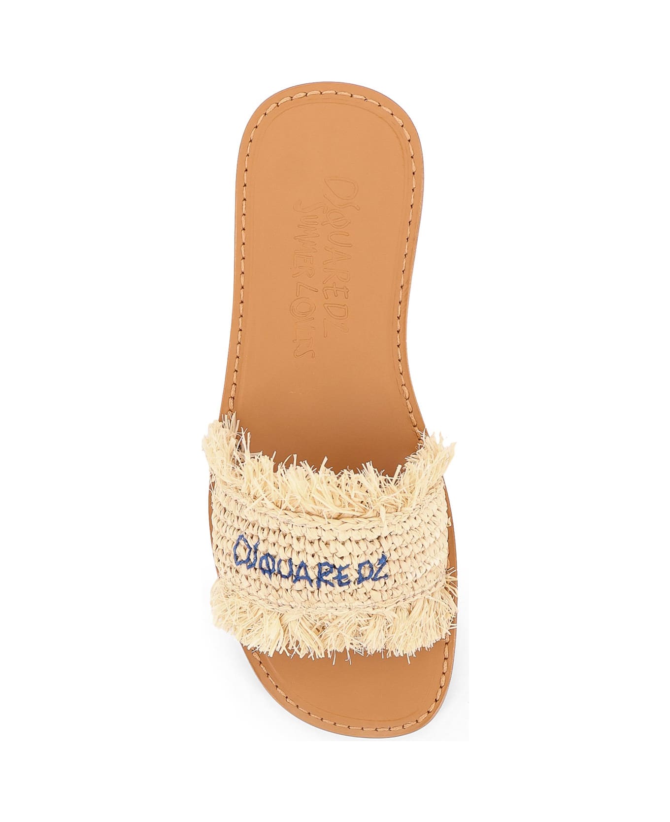 Dsquared2 Summer Lovers Natural Rafia Flat Sandals - Beige