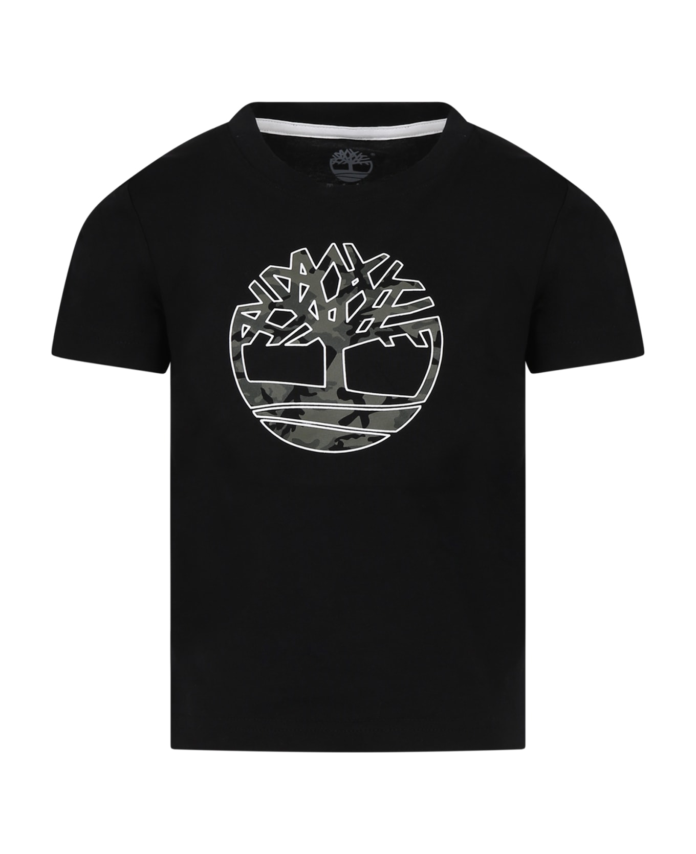Timberland Black T-shirt For Boy With Logo - Black