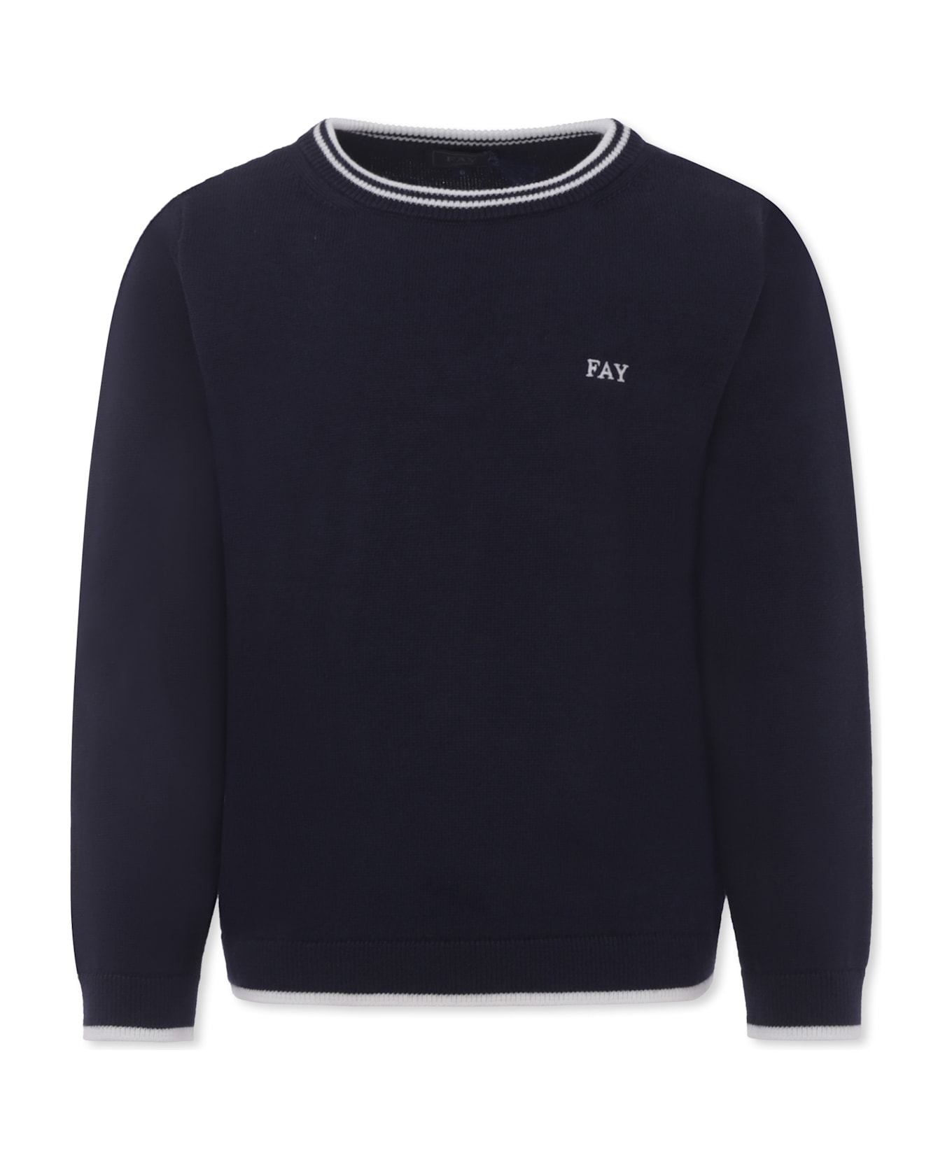 Fay Blue Sweater For Boy With Logo - Blue