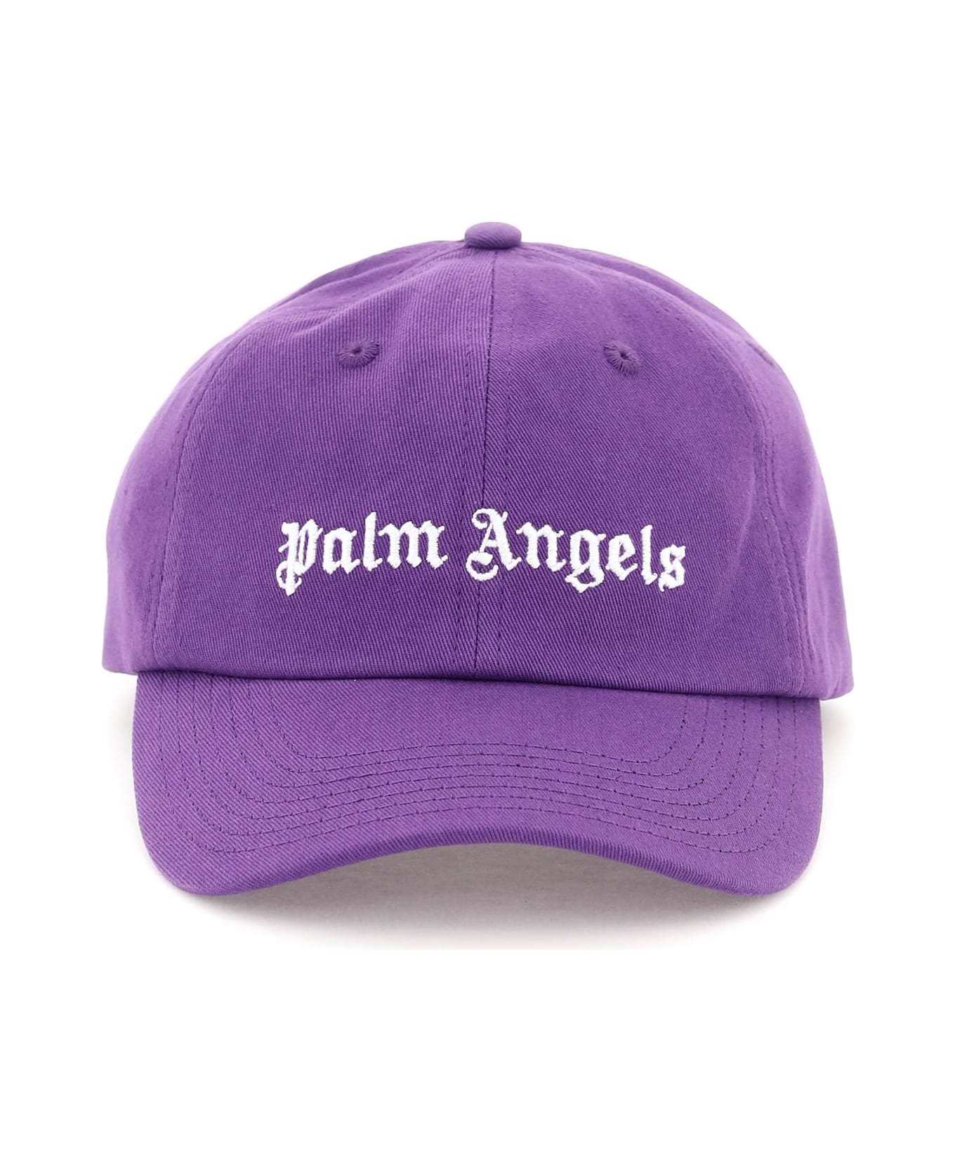 Palm Angels Purple Baseball Hat With White Front And Back Logo - Purple