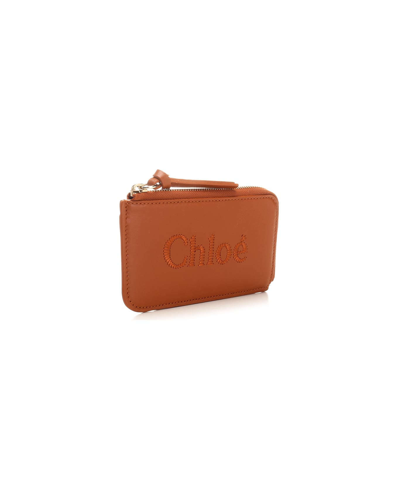 Chloé Zipped Card Case - Brown