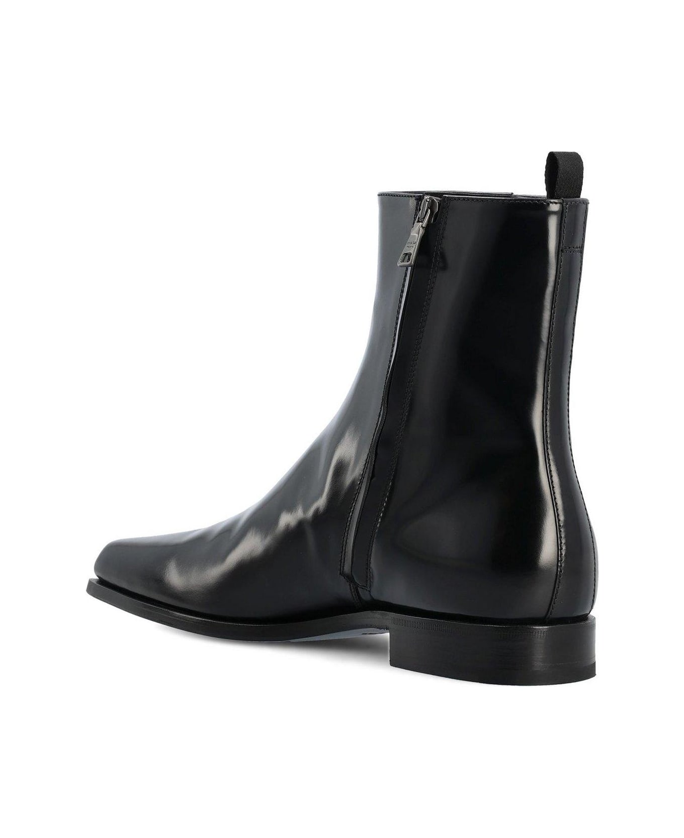 Prada Square-toe Zipped Boots - Black ブーツ