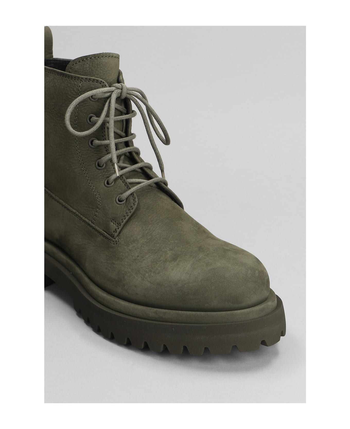 Officine Creative Eventual 020 Combat Boots In Green Suede - green