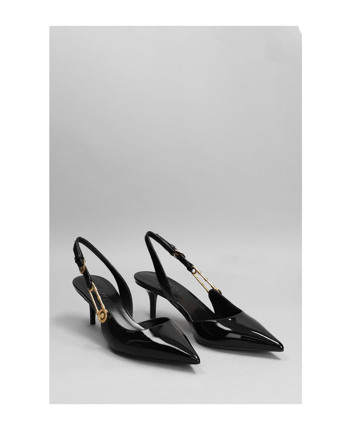 Versace Pumps In Black Patent Leather - black