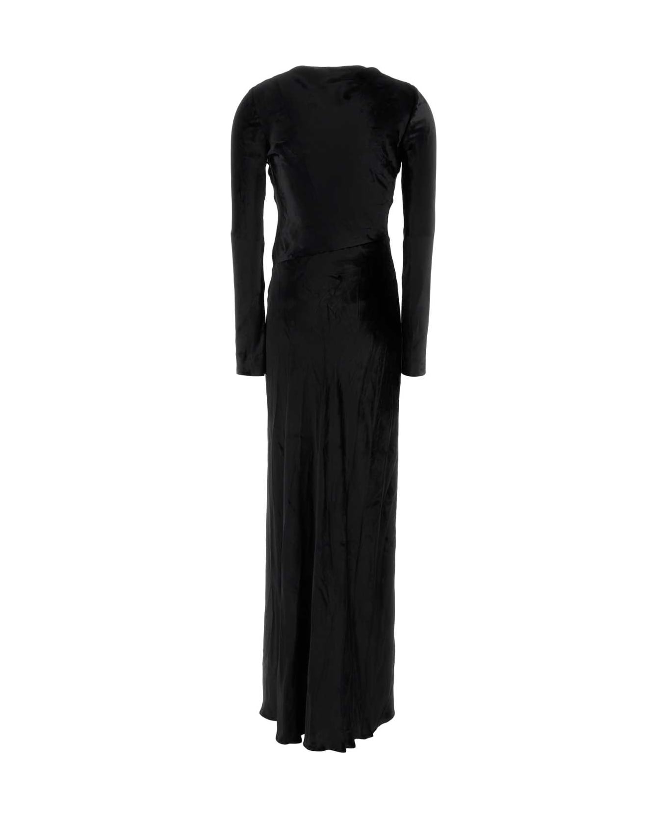Alberta Ferretti Black Velvet Long Dress - NERO