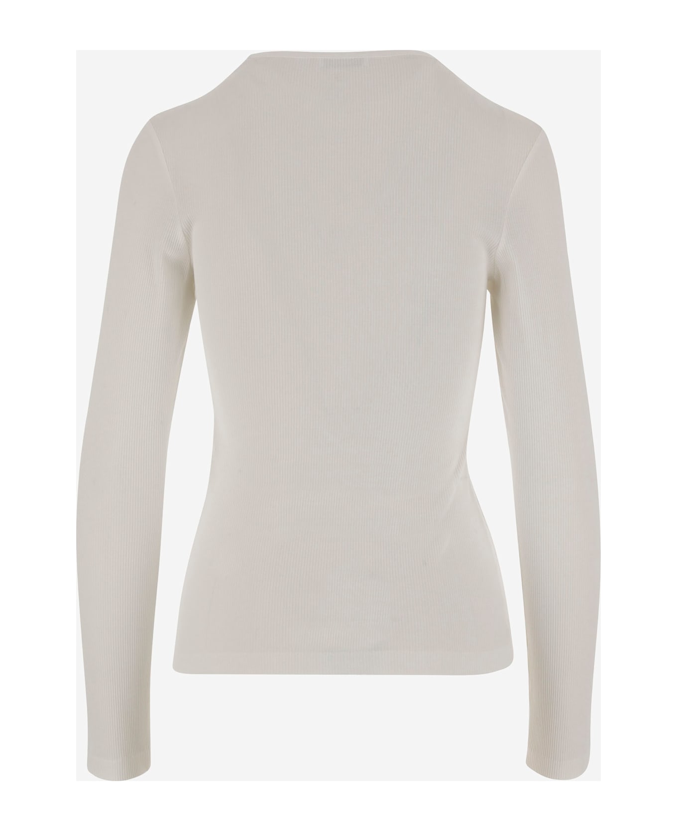 Ferragamo Cotton Top With Shaped Neckline - White