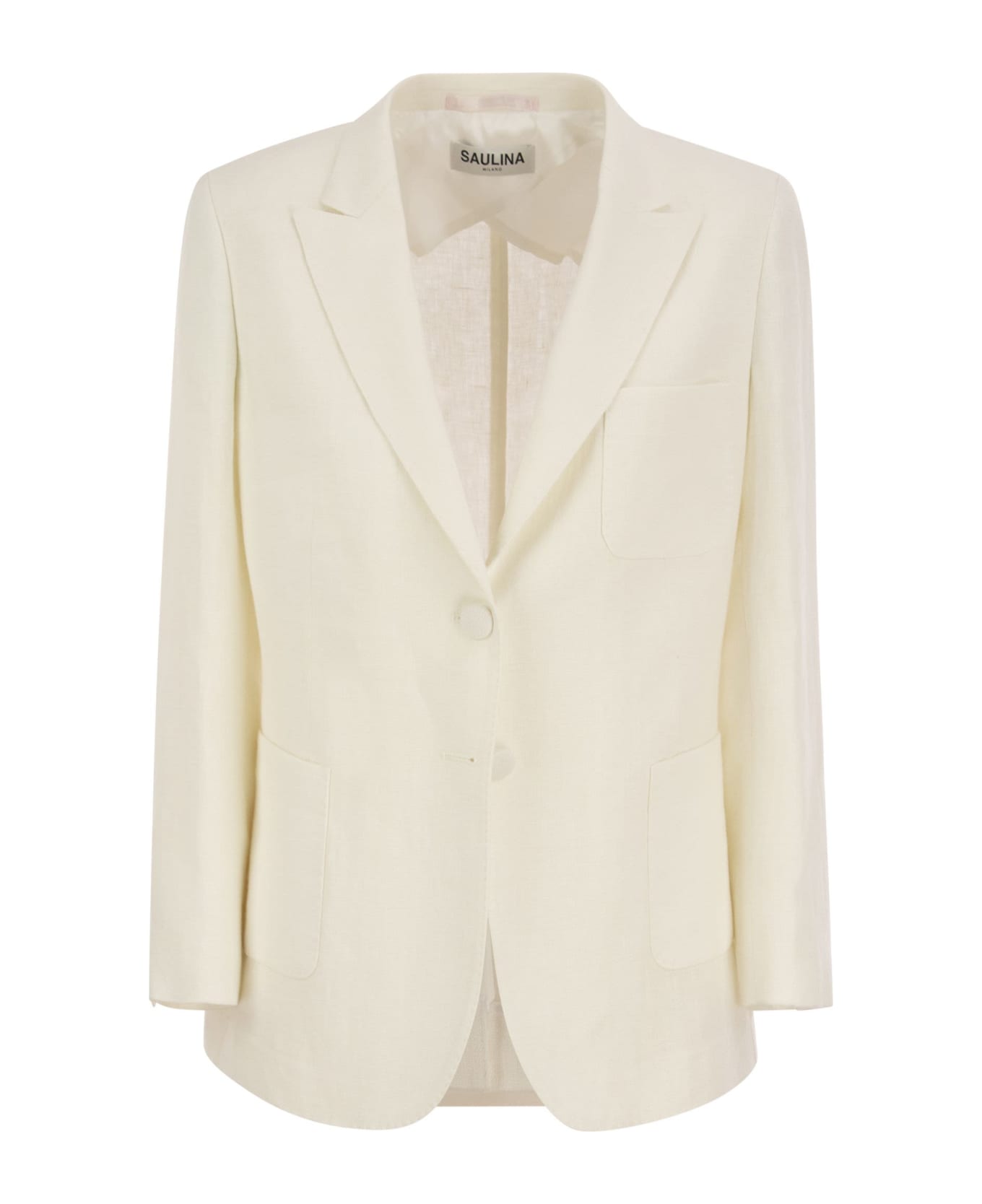 Saulina Milano Adelaide - Linen Two-button Jacket - White