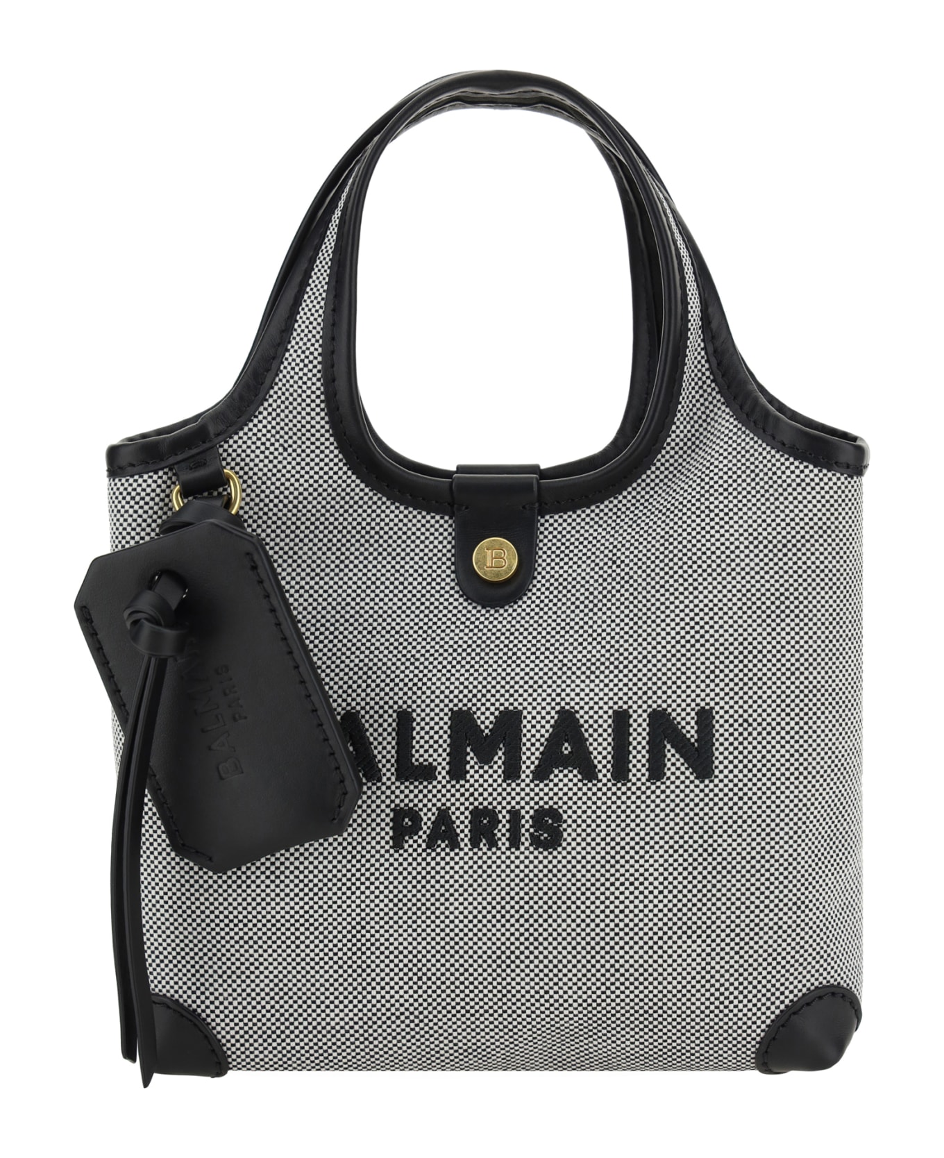 Balmain Mini Grocery Handbag - Eab Noir/blanc トートバッグ