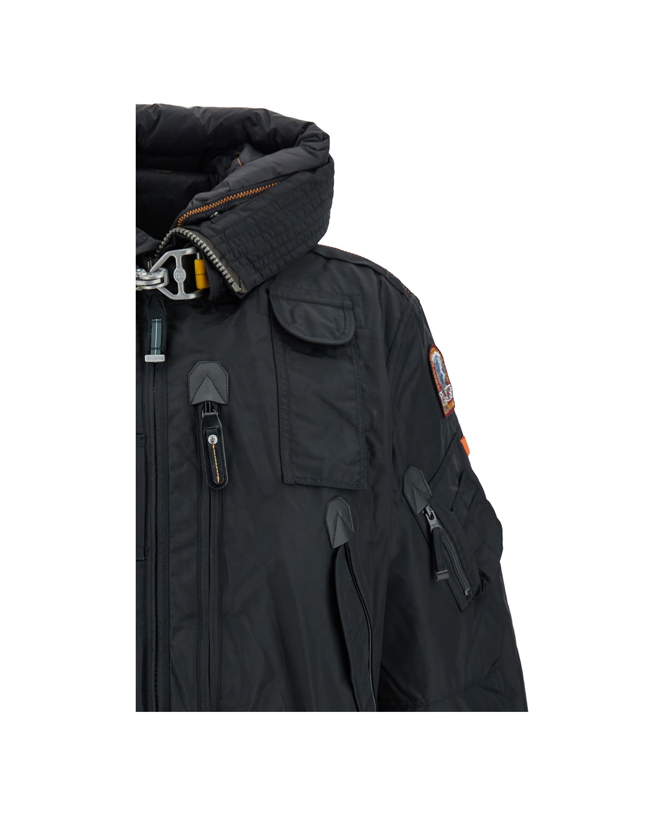 Parajumpers 'gobi' Oversized Black Jacket With Logo Patch And Hood In Polyamide Man - Black ジャケット
