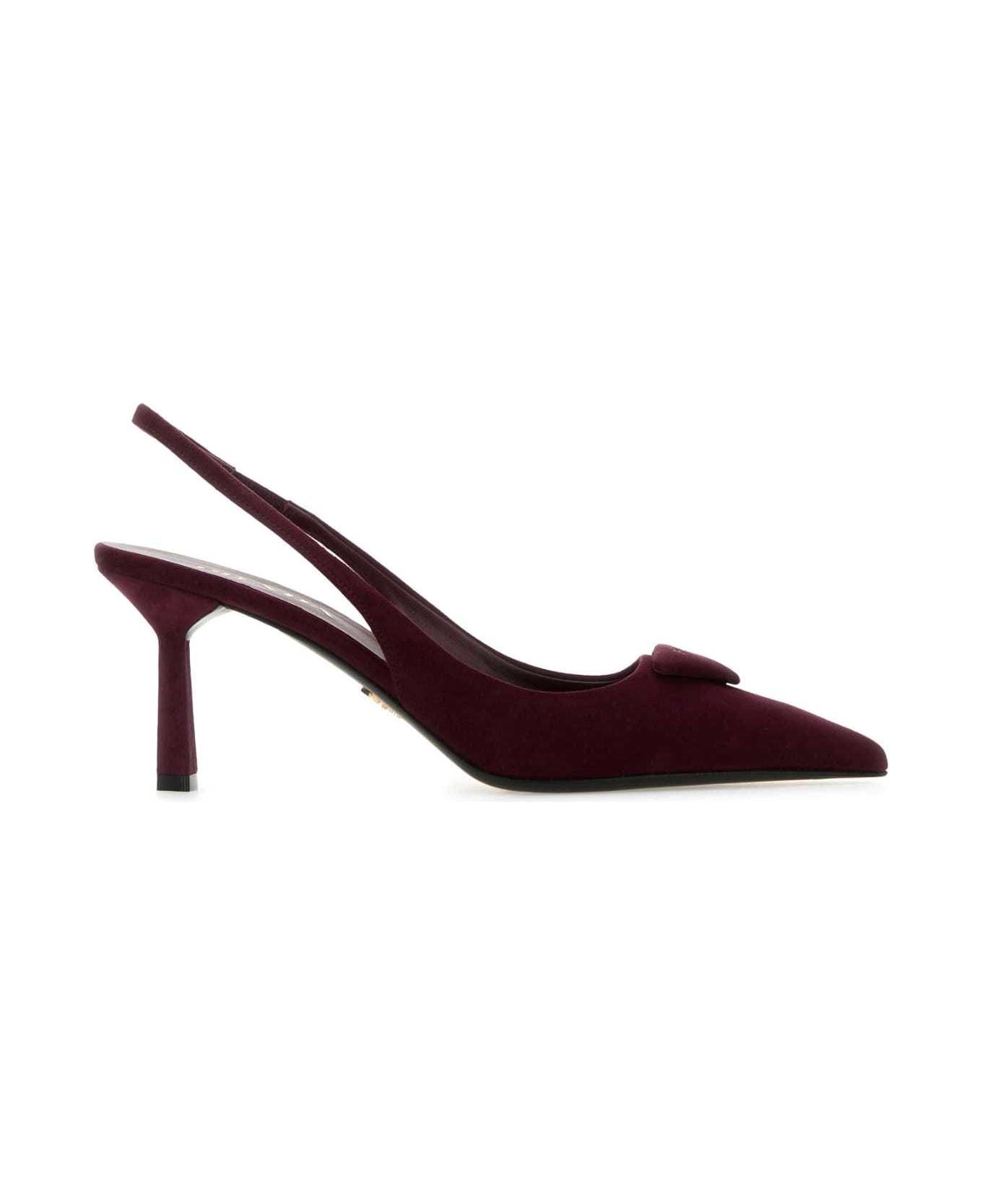 Prada Burgundy Suede Pumps - BORDEAUX