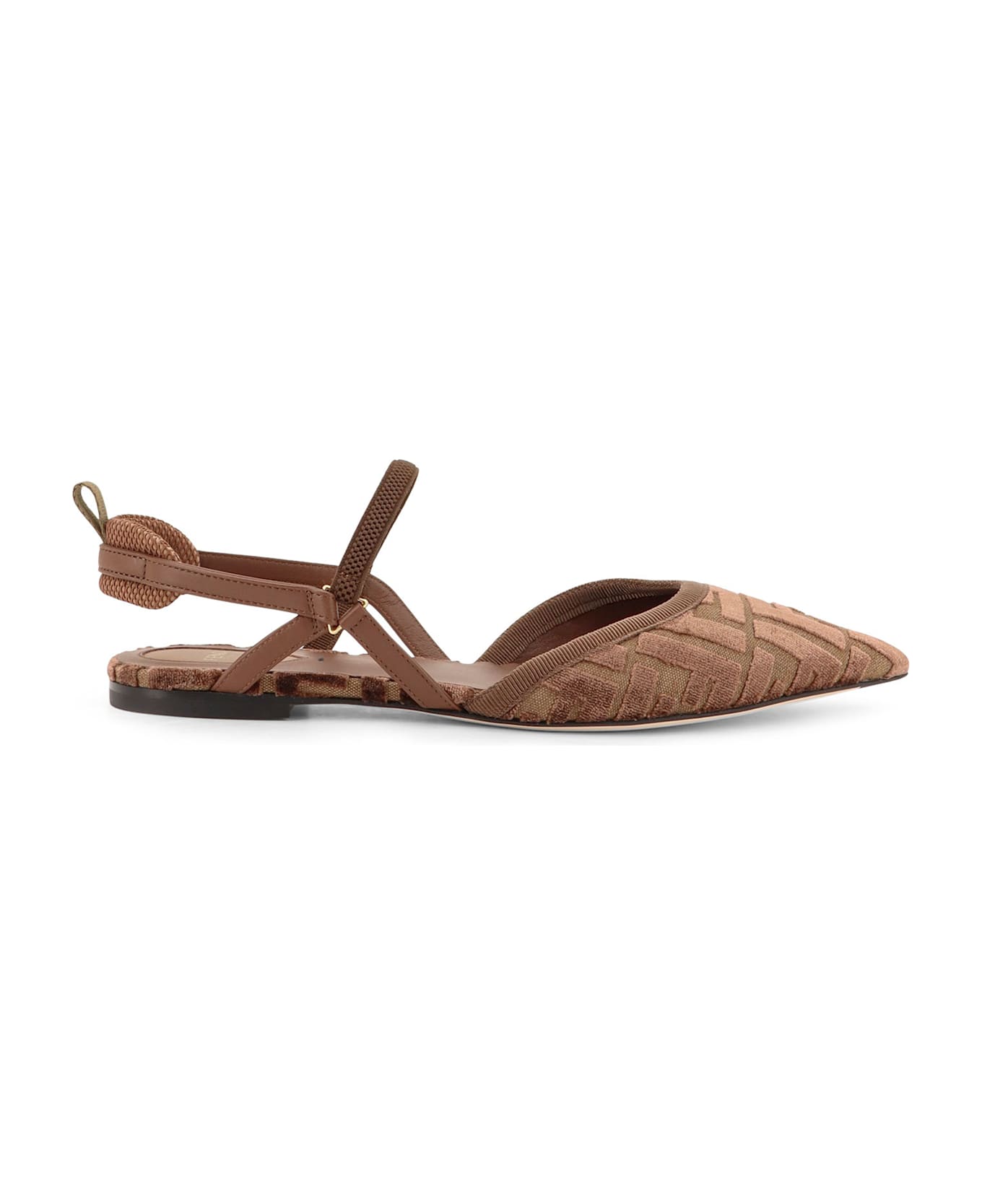 Fendi Ff Jacquard Velvet Slingback Ballerinas - BEI.CHOCO+GIAND+CIOC