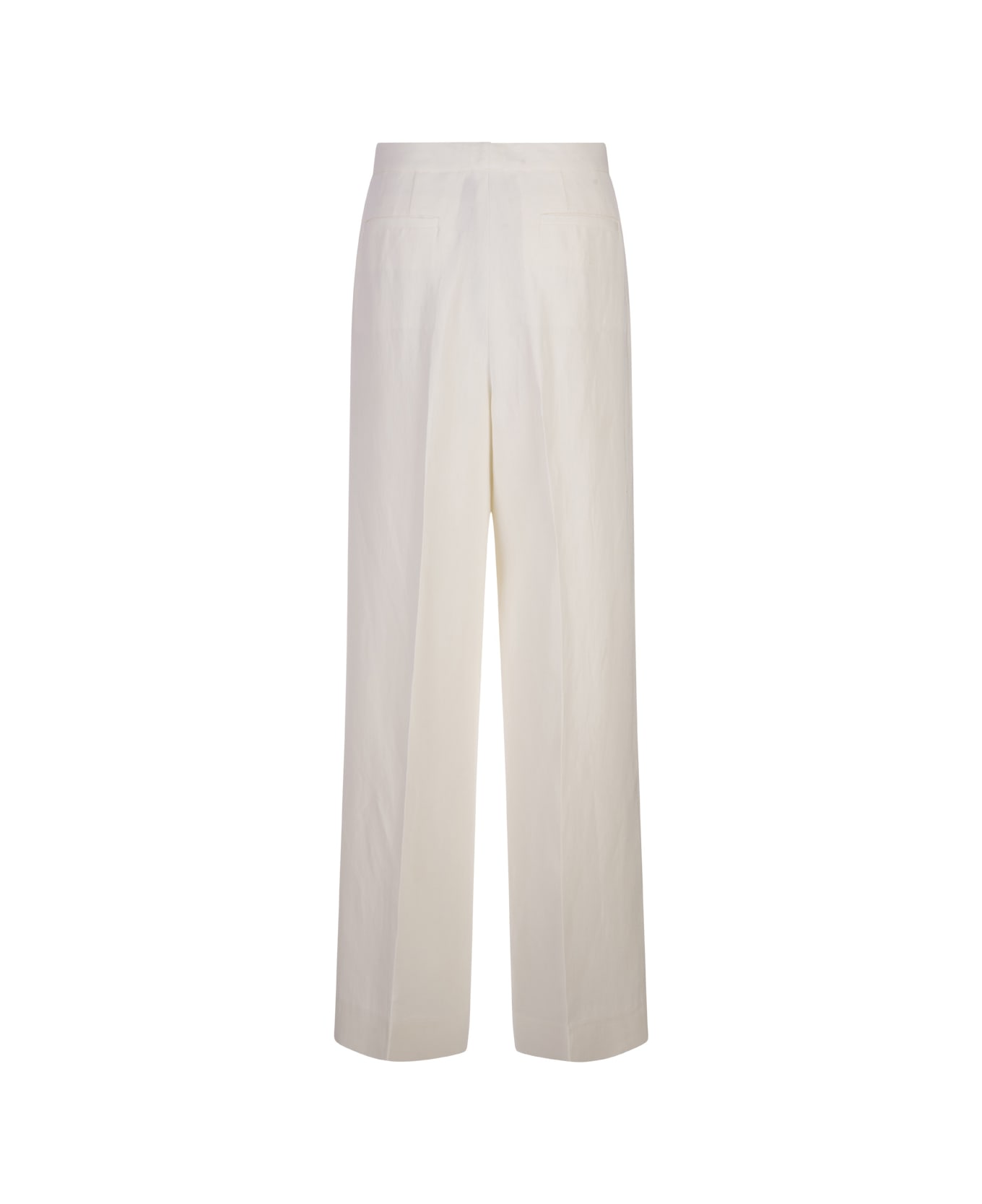 Fabiana Filippi White Fluid Viscose And Linen Wide Trousers - White