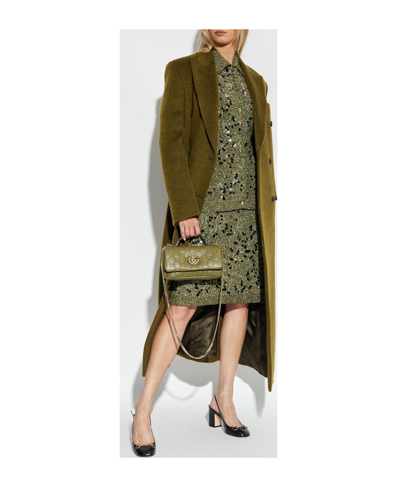 Gucci Cardigan With Pockets - MILITARYGREENMIX