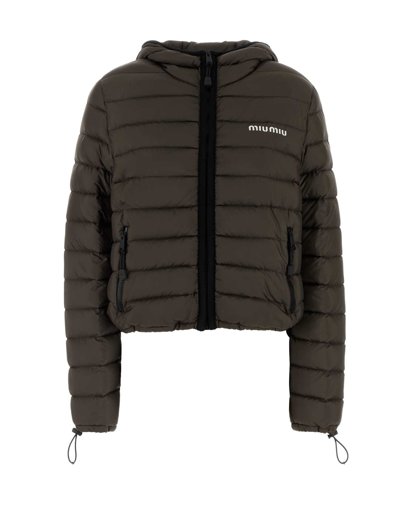 Miu Miu Khaki Polyester Down Jacket - SELVA