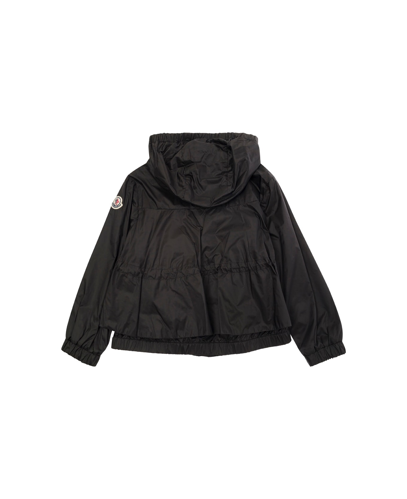 Moncler 'owara' Black Jacket With Logo Patch In Nylon Girl - Black