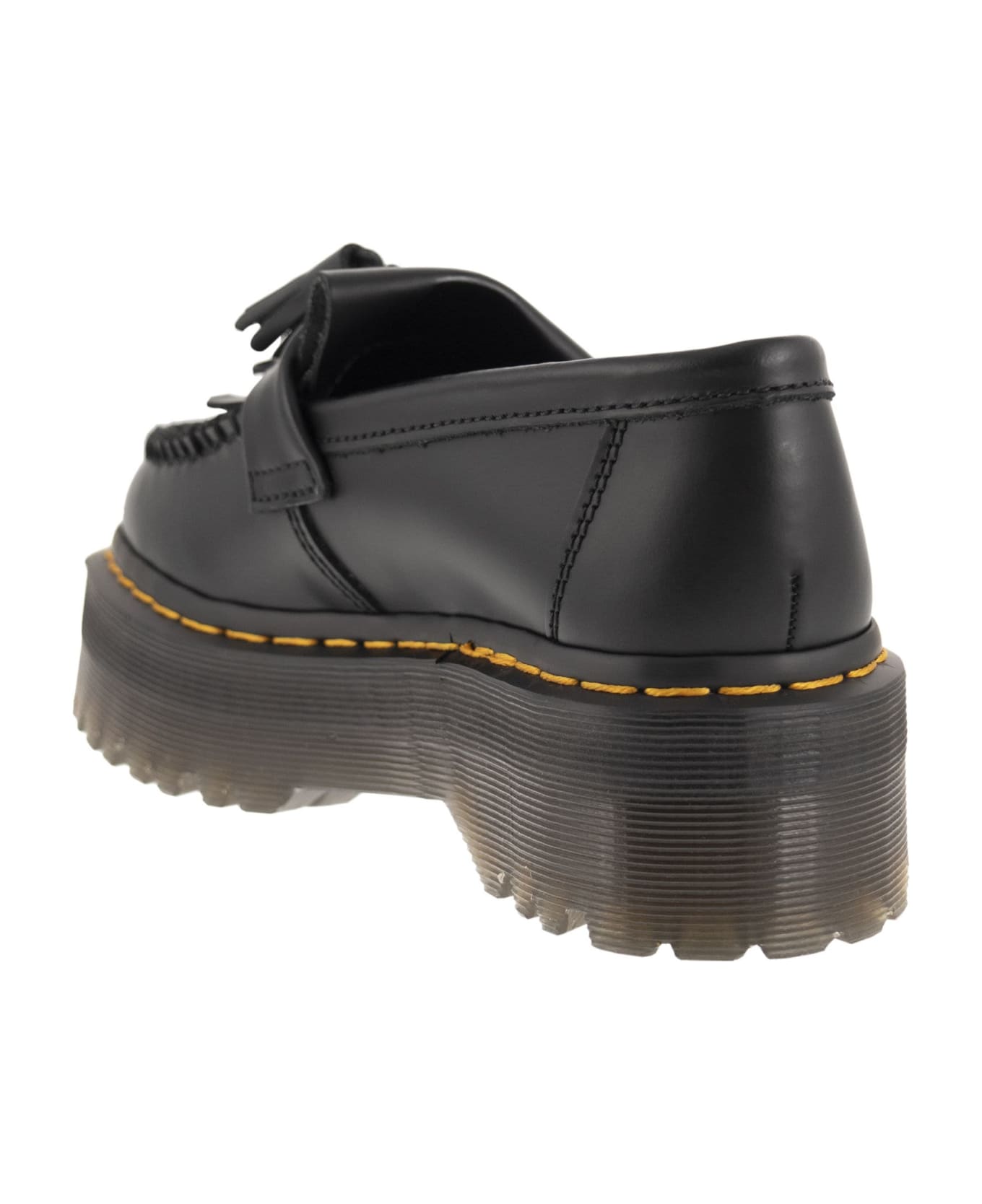Dr. Martens Adrian Quad Leather Platform Tassle Loafers - Black ウェッジシューズ