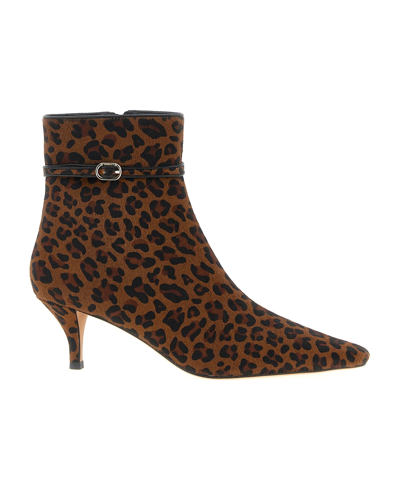 TwinSet Animal Print Ankle Boots - Brown