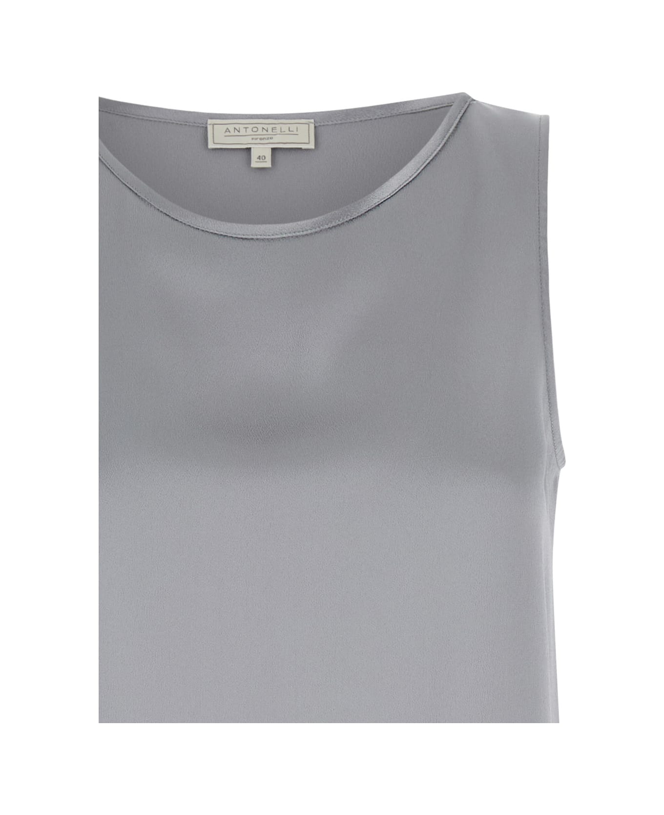 Antonelli 'perugia' Grey Sleeveless Top With U Neckline In Silk Blend Woman - Grey タンクトップ