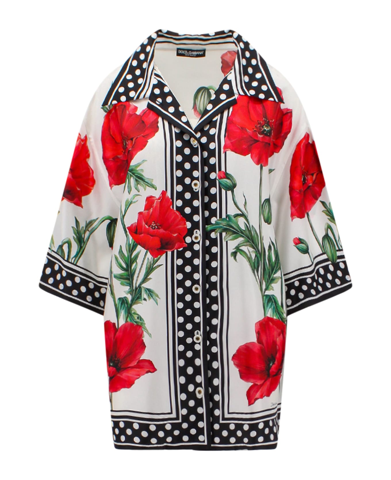 Dolce & Gabbana Floral Dotted Print Shirt - White