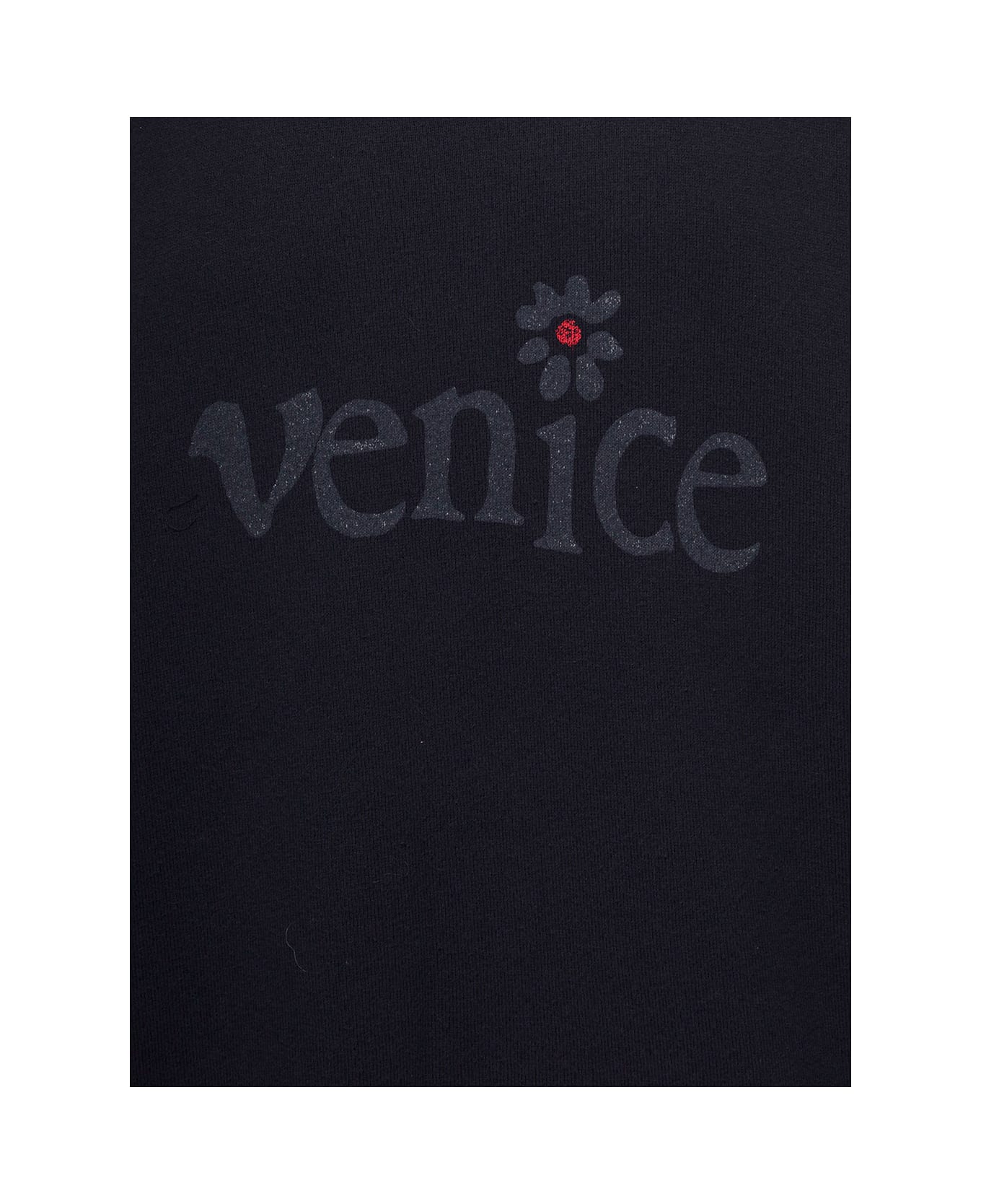 ERL Blsck Crewneck Sweatshirt With Venice Print In Cotton - Black フリース