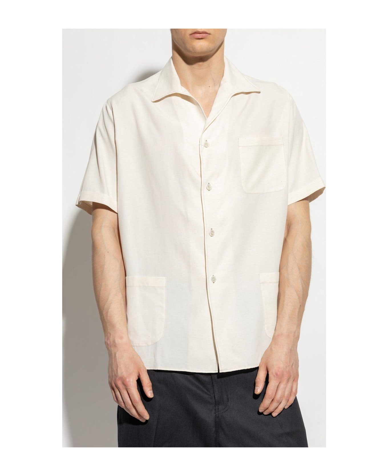 Maison Margiela Short-sleeved Straight Hem Shirt - beige