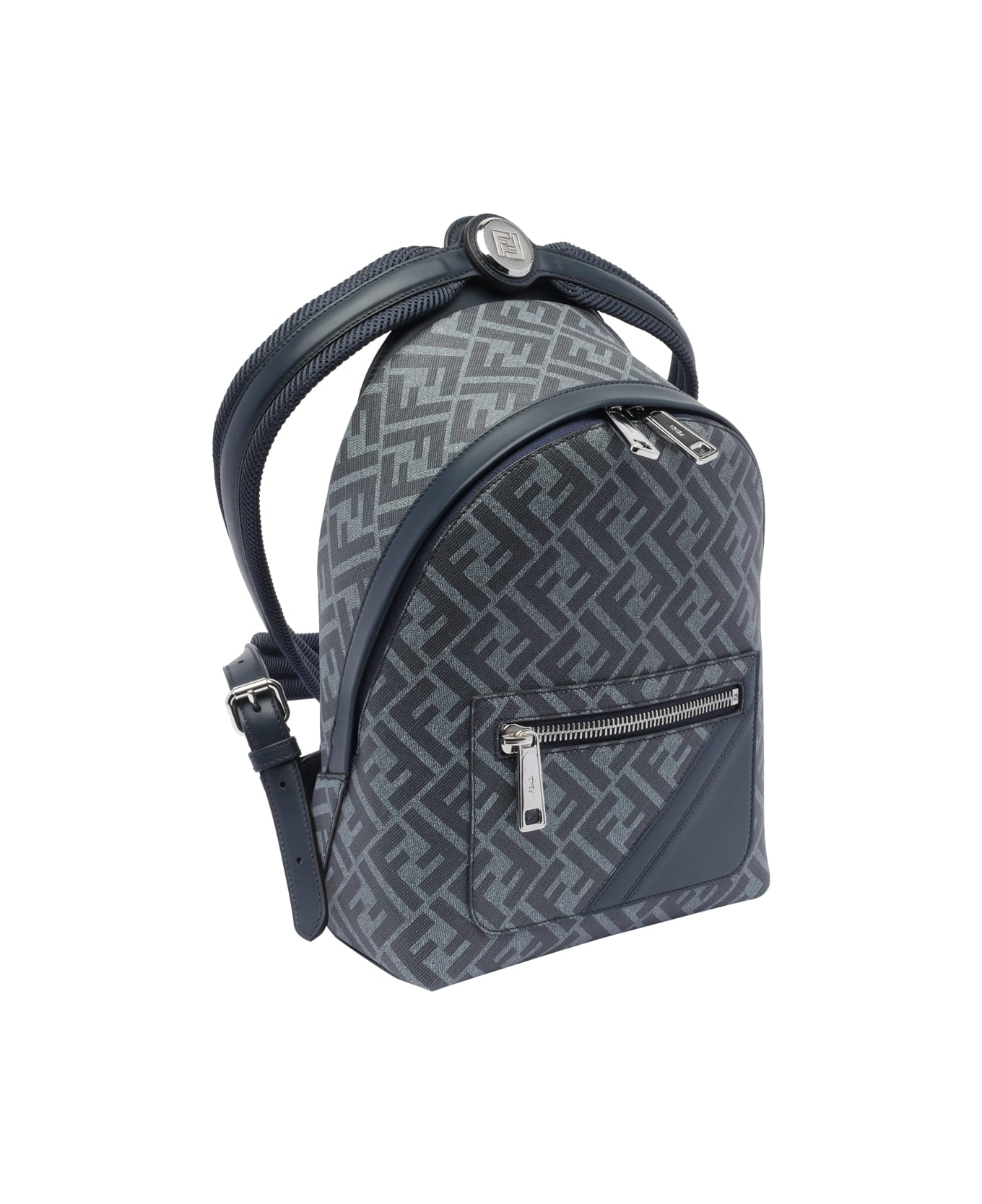Fendi Chiodo Ff Diagonal Small Backpack - Denim Blu+blu Scr+p