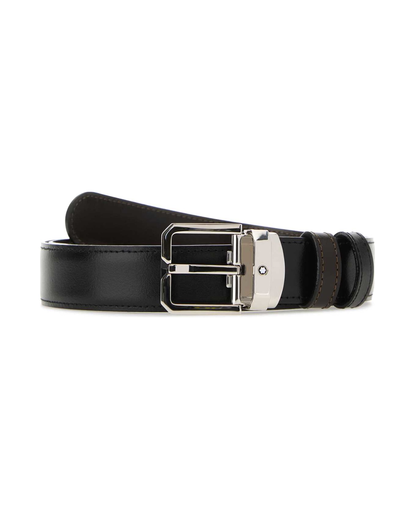 Montblanc Black Leather Reversible Belt - 000