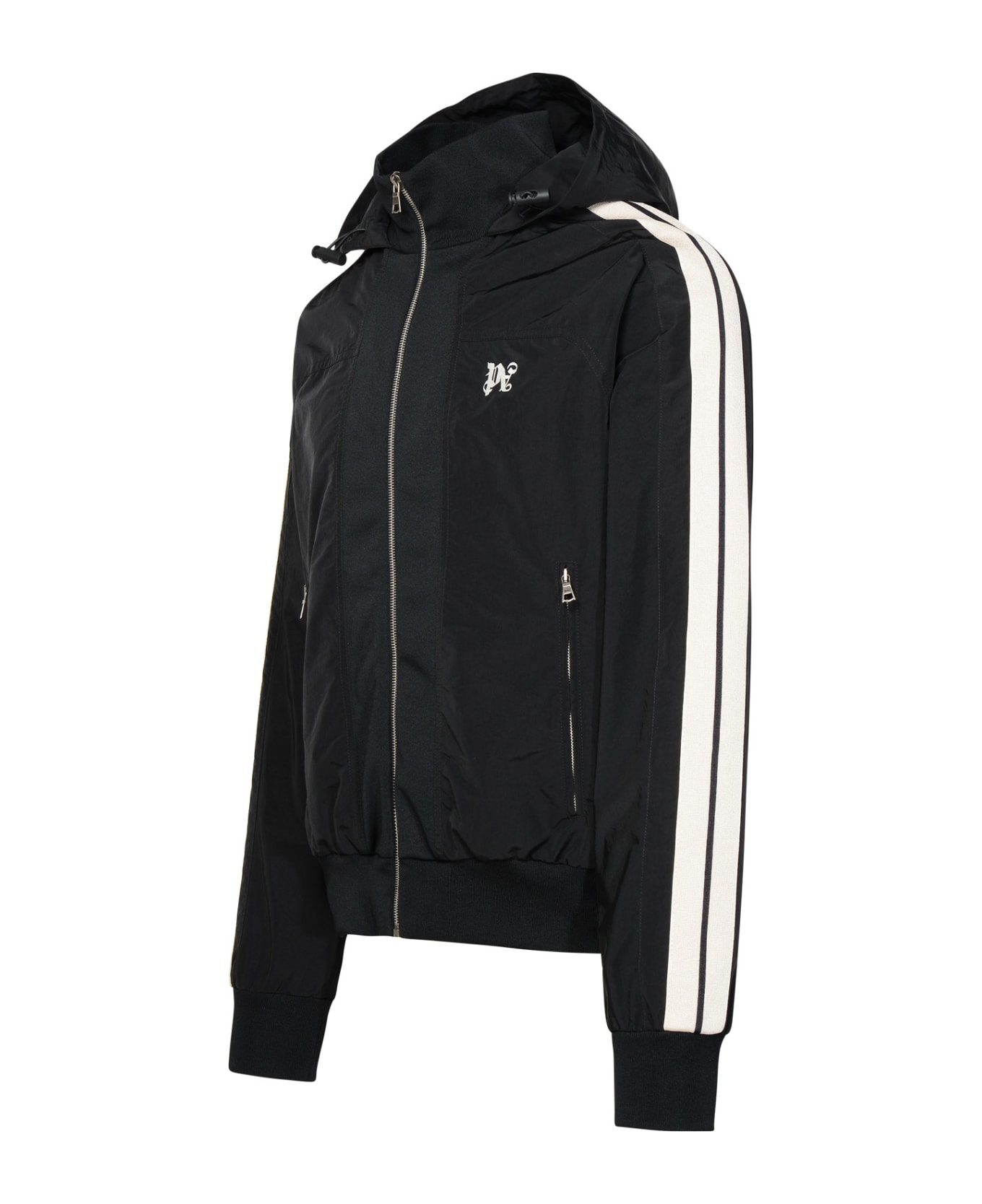 Palm Angels Nylon Tracksuit Jacket With Bands - Black