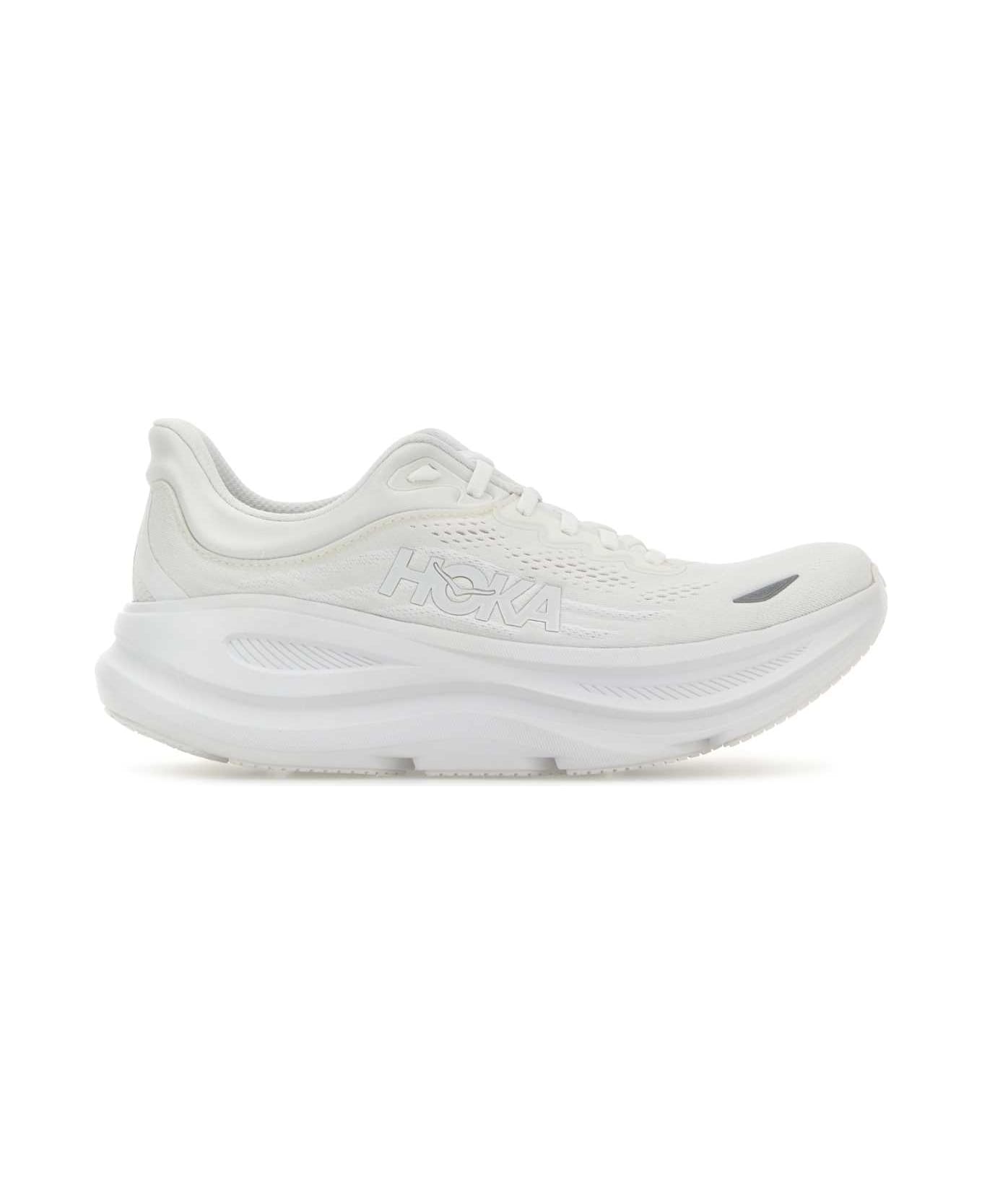 Hoka White Mesh Bondi 9 Sneakers - WHITEWHITE