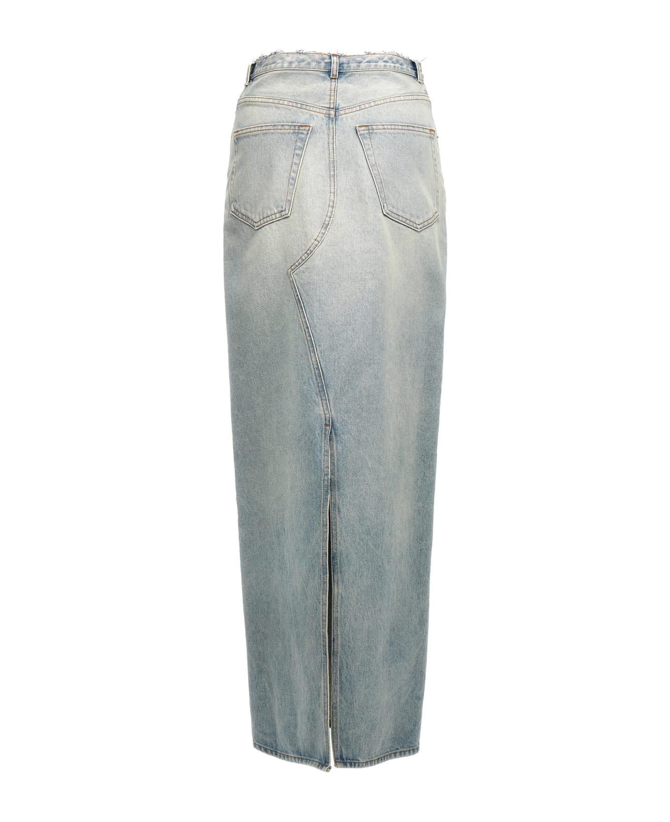 MM6 Maison Margiela Frayed Maxi Denim Skirt - Light Blue