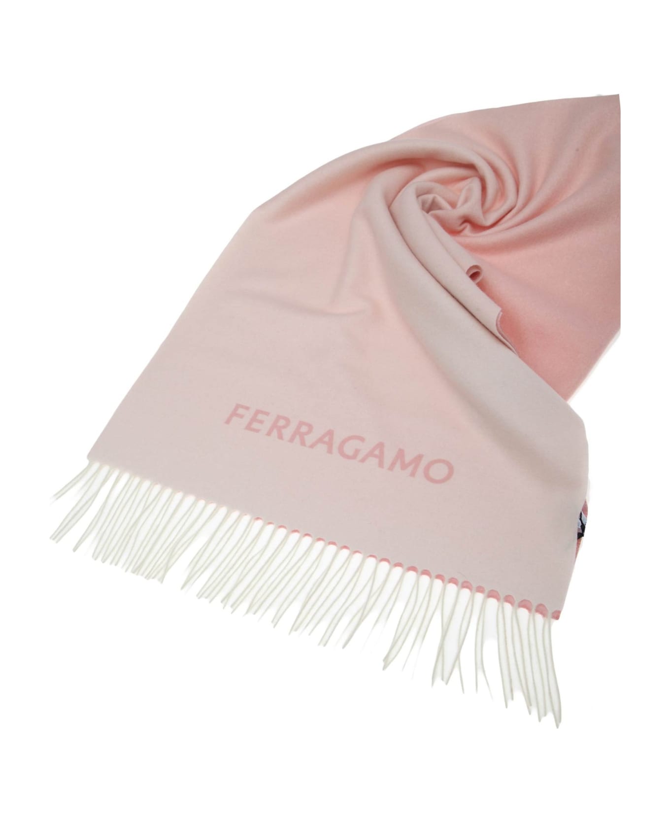 Ferragamo Scarf In Cashmere Nuance Shaded Effect - PINK/MASCARPONE