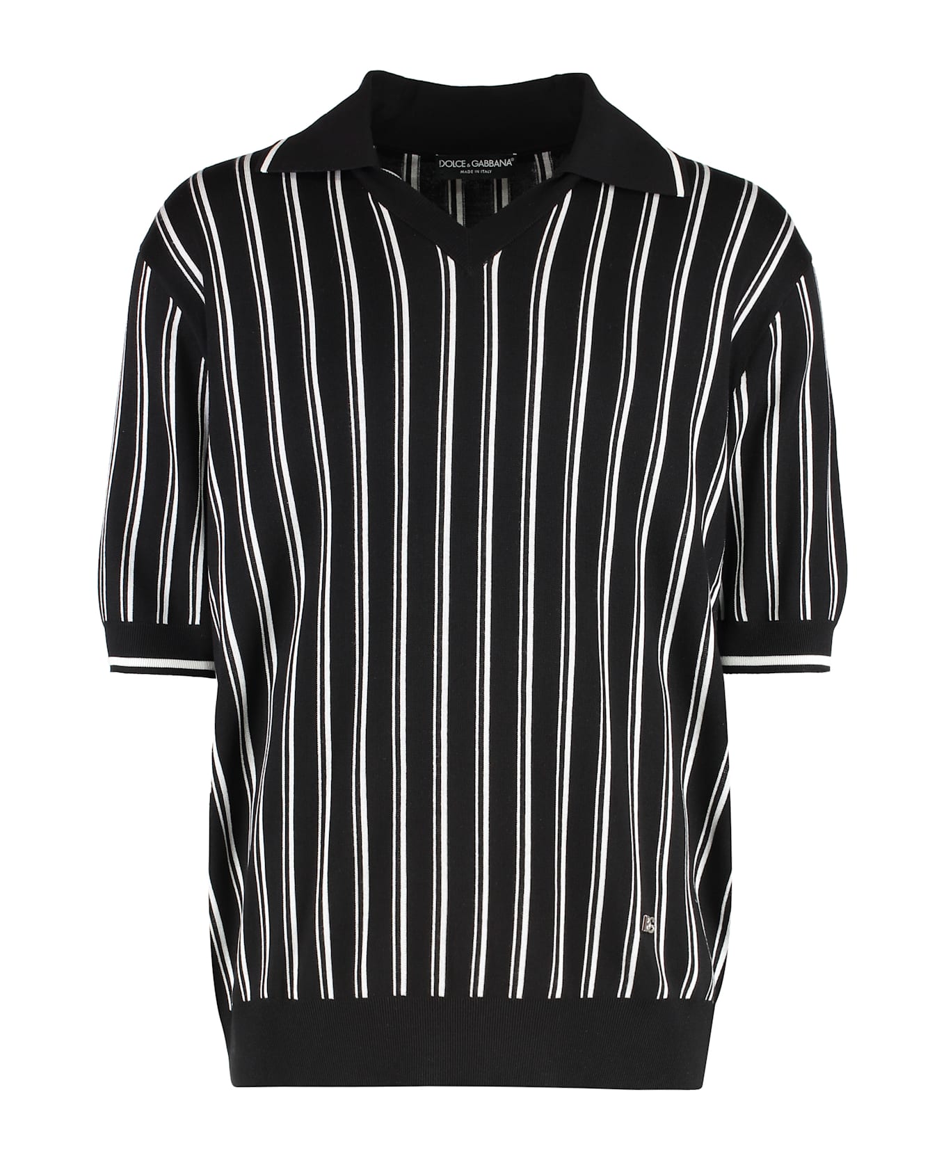Dolce 
Gabbana Silk-knit Polo Shirt - black