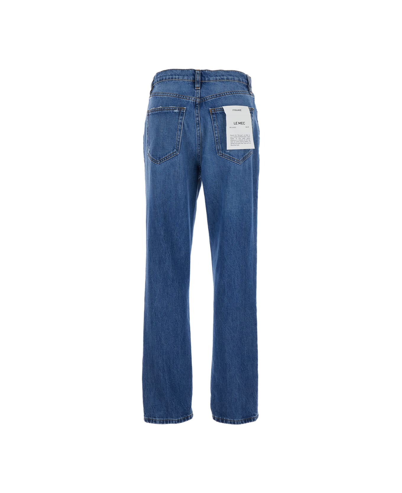 Frame 'le Mec' Blue Jeans With Used Effect In Cotton Denim Woman - Mrnr Mariner