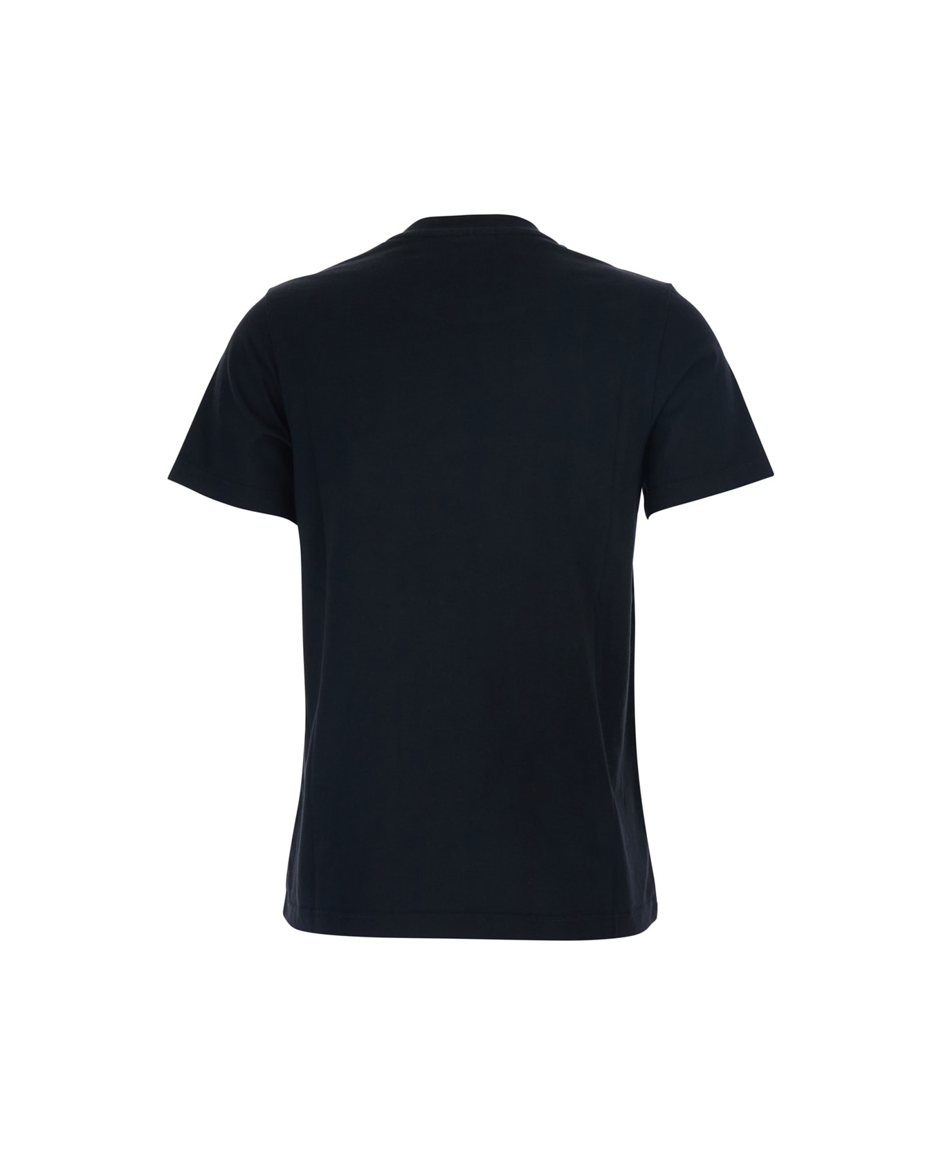 Maison Kitsuné Black Crewneck T-shirt With Logo Embroidery On The Front In Cotton Woman - Black
